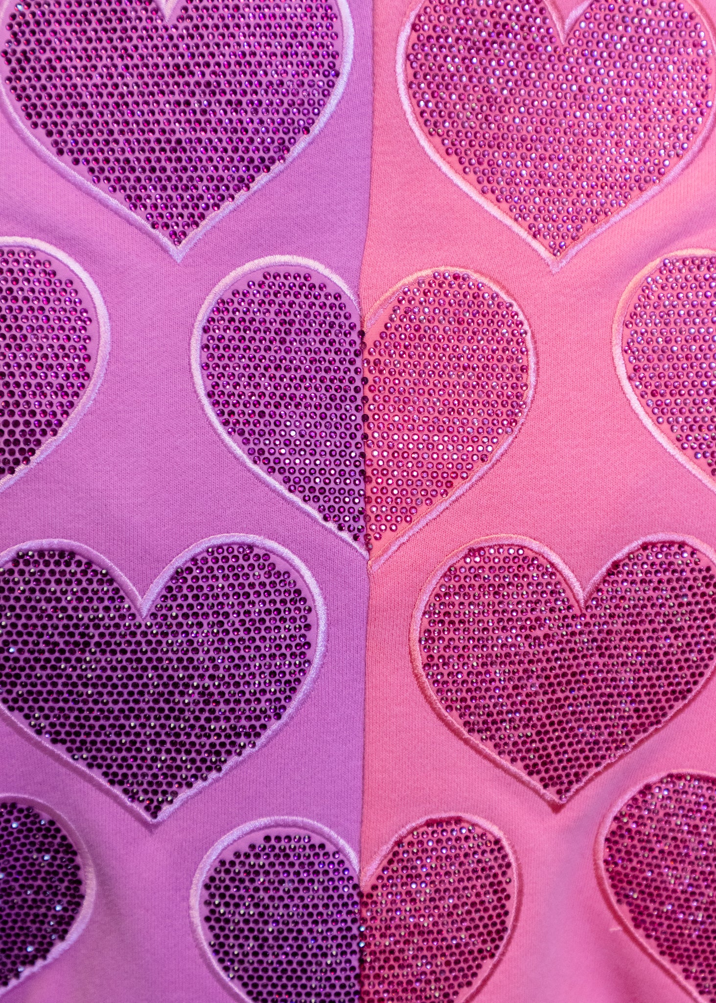 Colorblock Rhinestone Hearts Sweatshirt