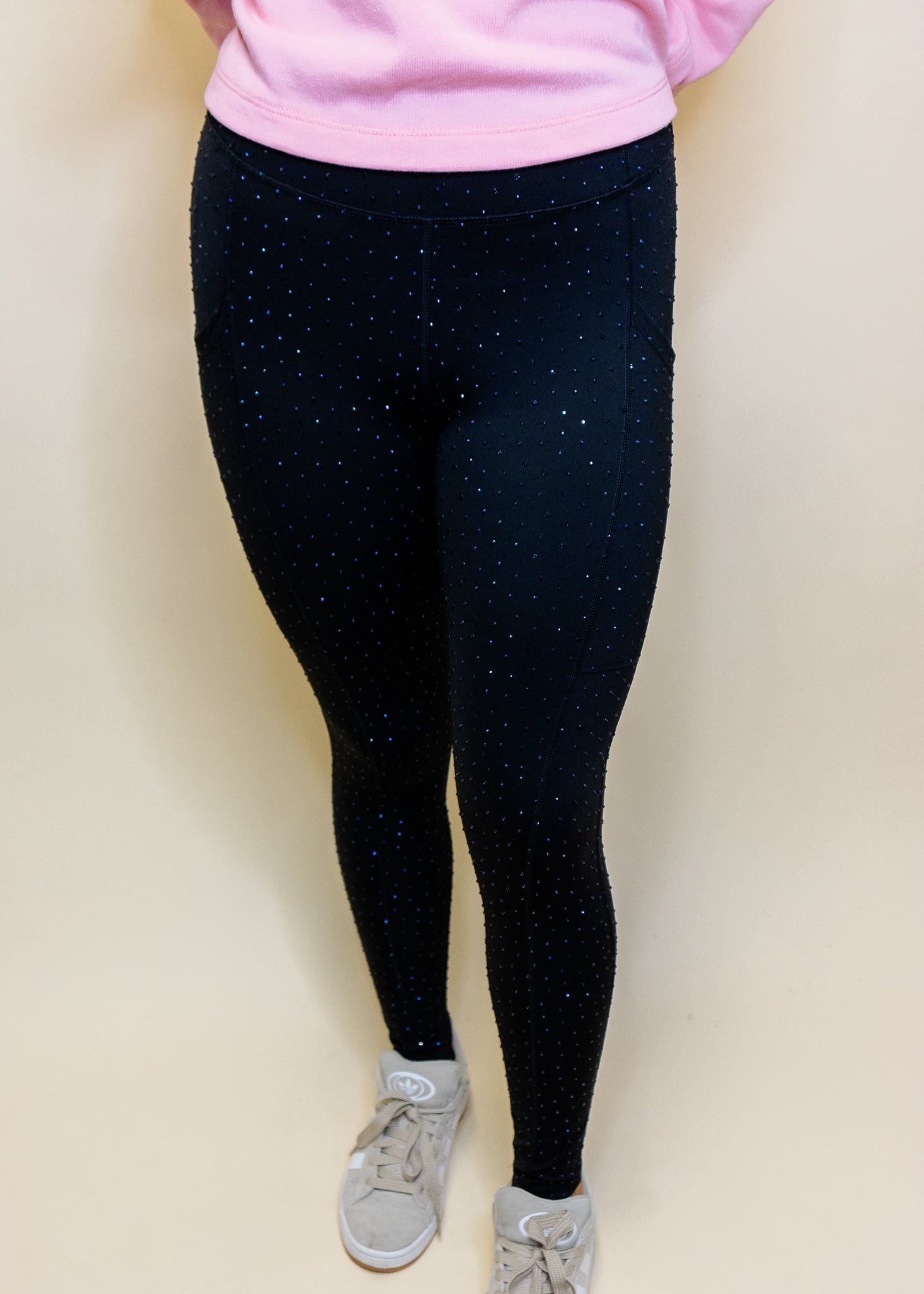 Black Scattered Rhinestone Legging