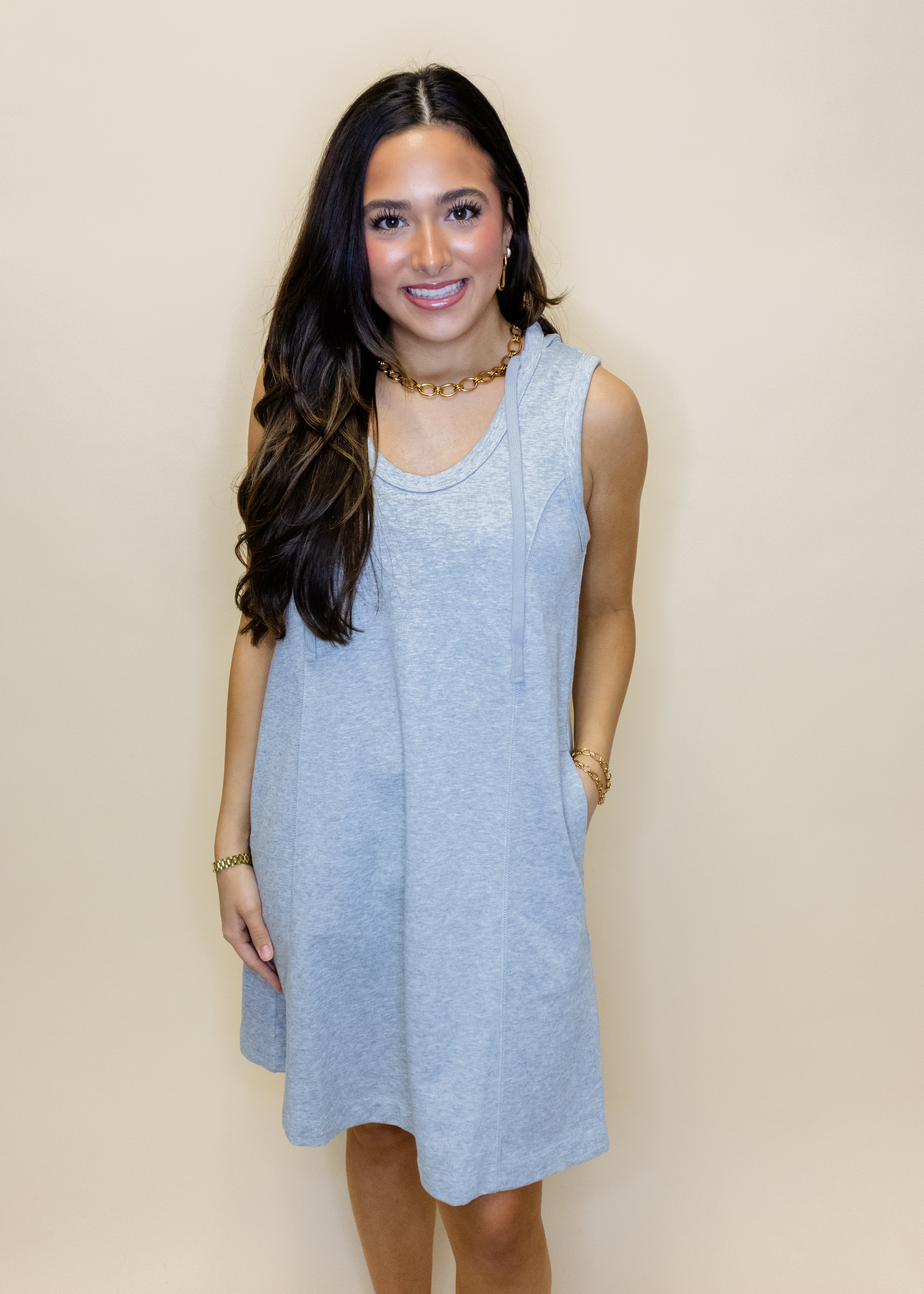 Grey Sweatshirt Hoodie Dress