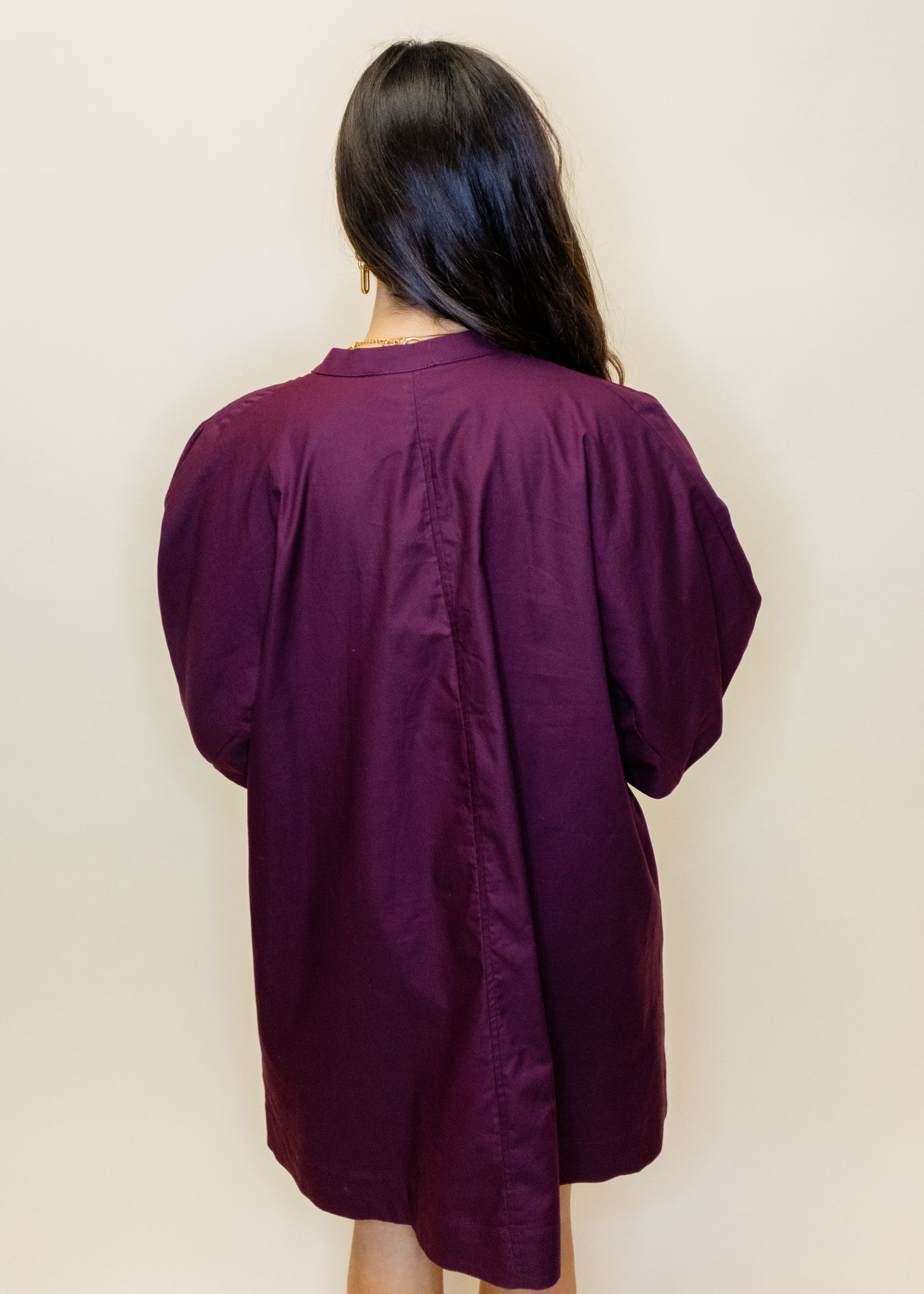 Wine Detail 3/4 Sleeve Dress