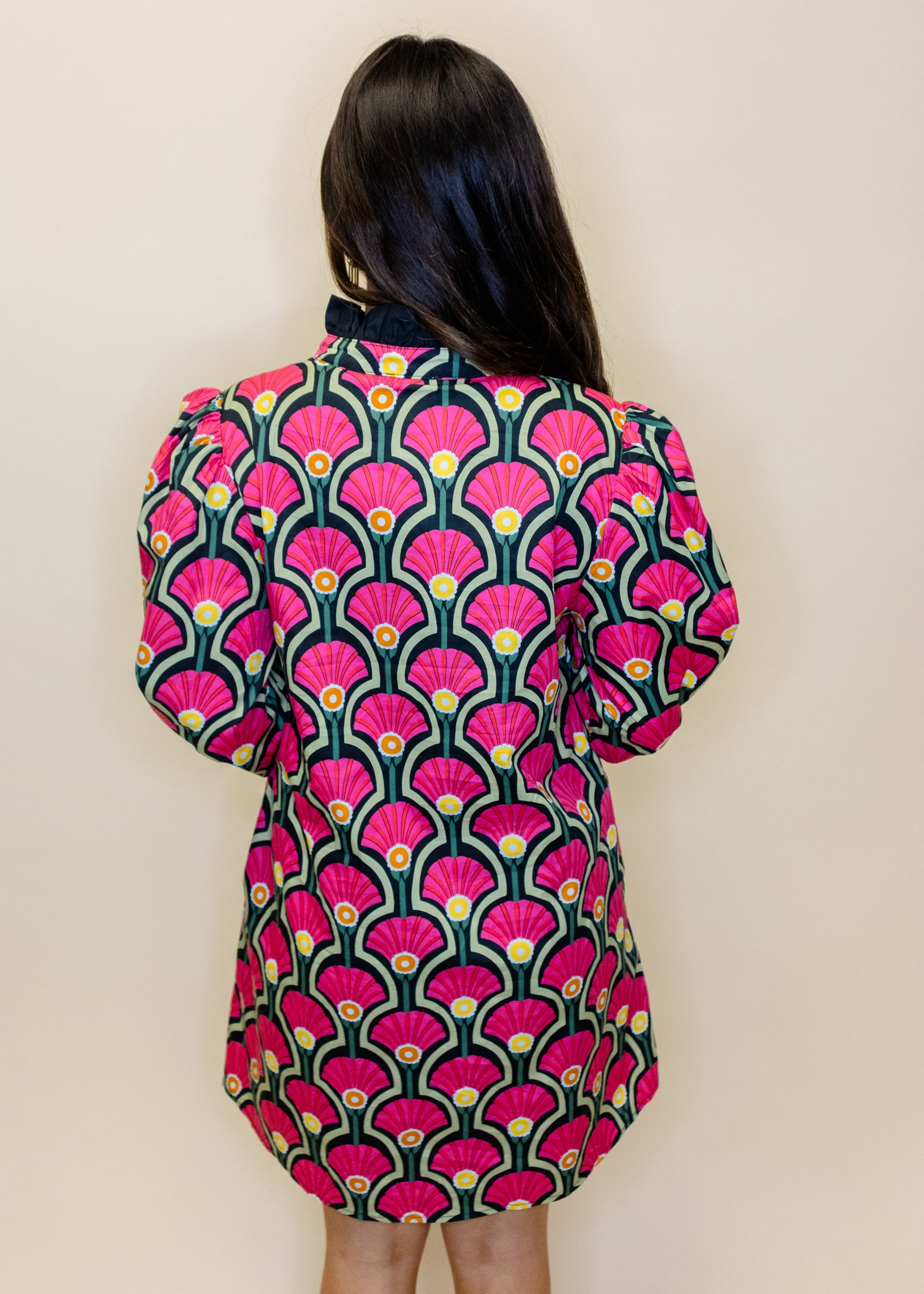 Pink Floral Long Sleeve Dress