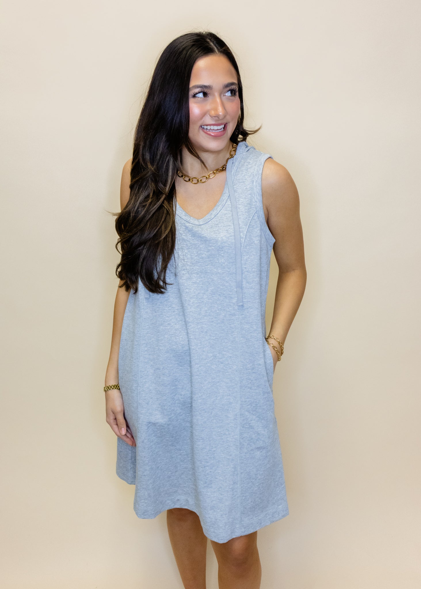 Grey Sweatshirt Hoodie Dress