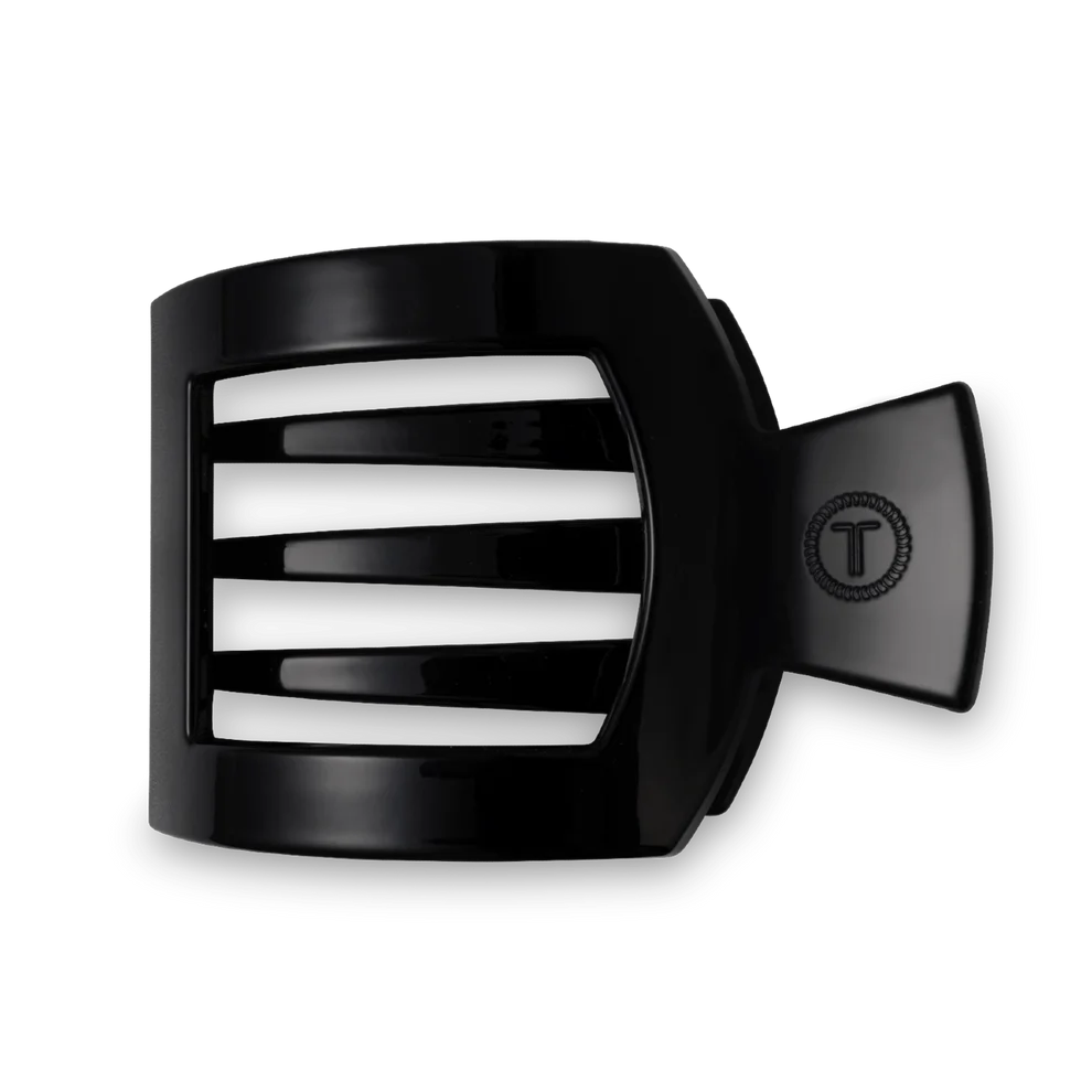 Jet Black Large Flat Square Hair Clip