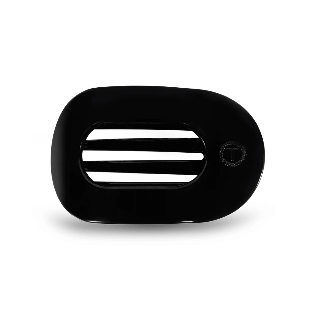 Jet Black Medium Flat Round Hair Clip