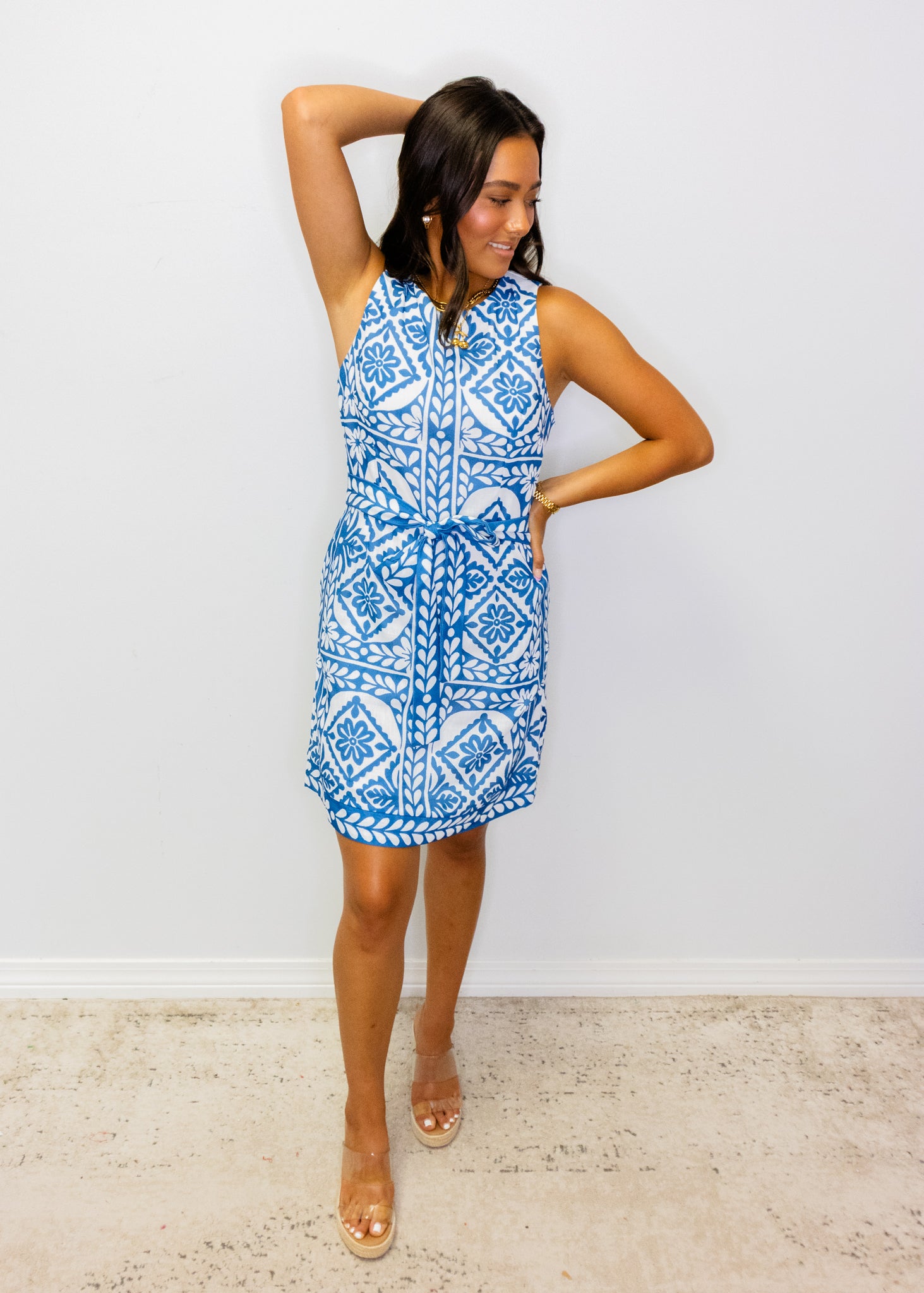 Blue & White Floral Shift Dress
