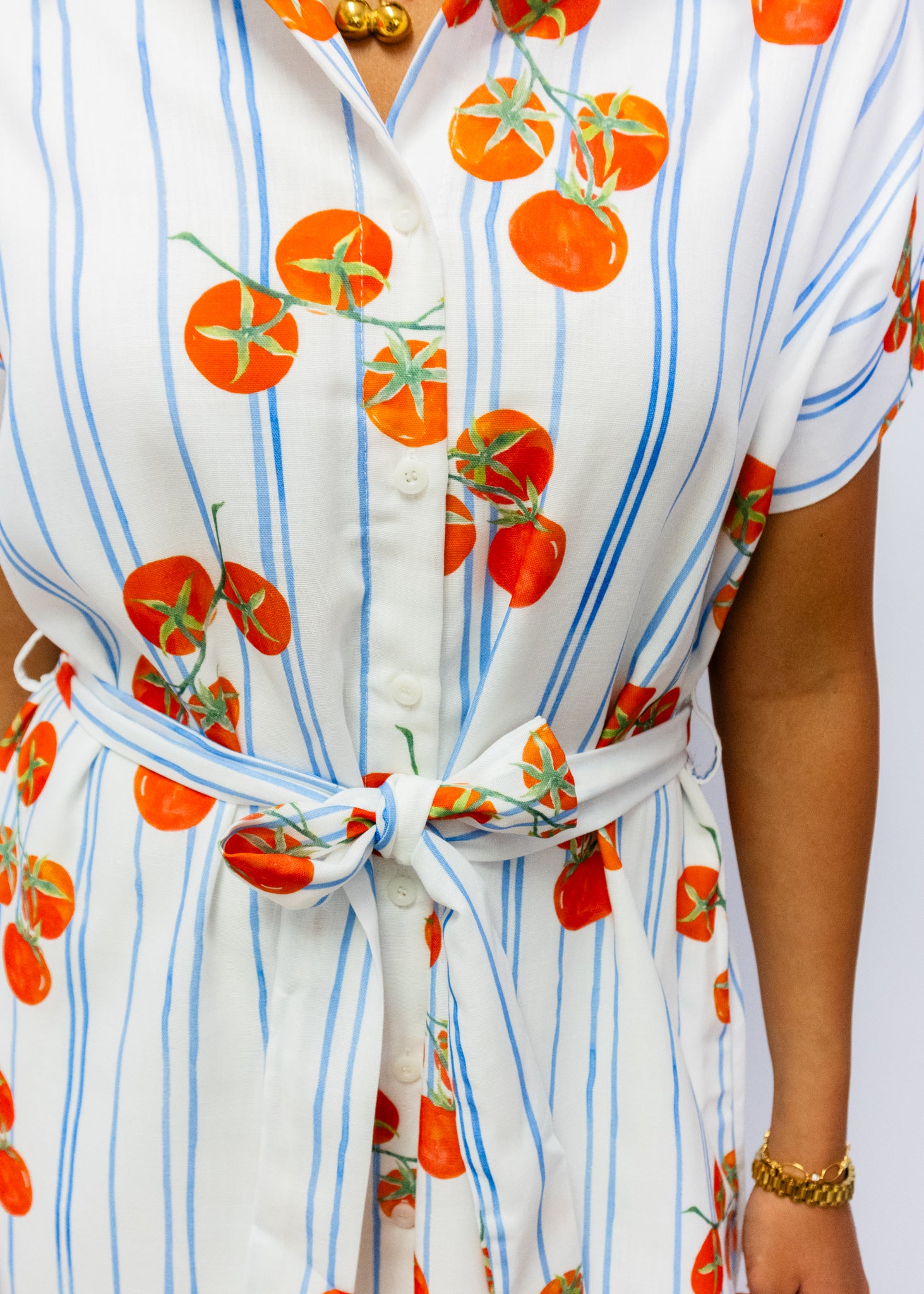 Tomatoes Stripe Button Midi Dress