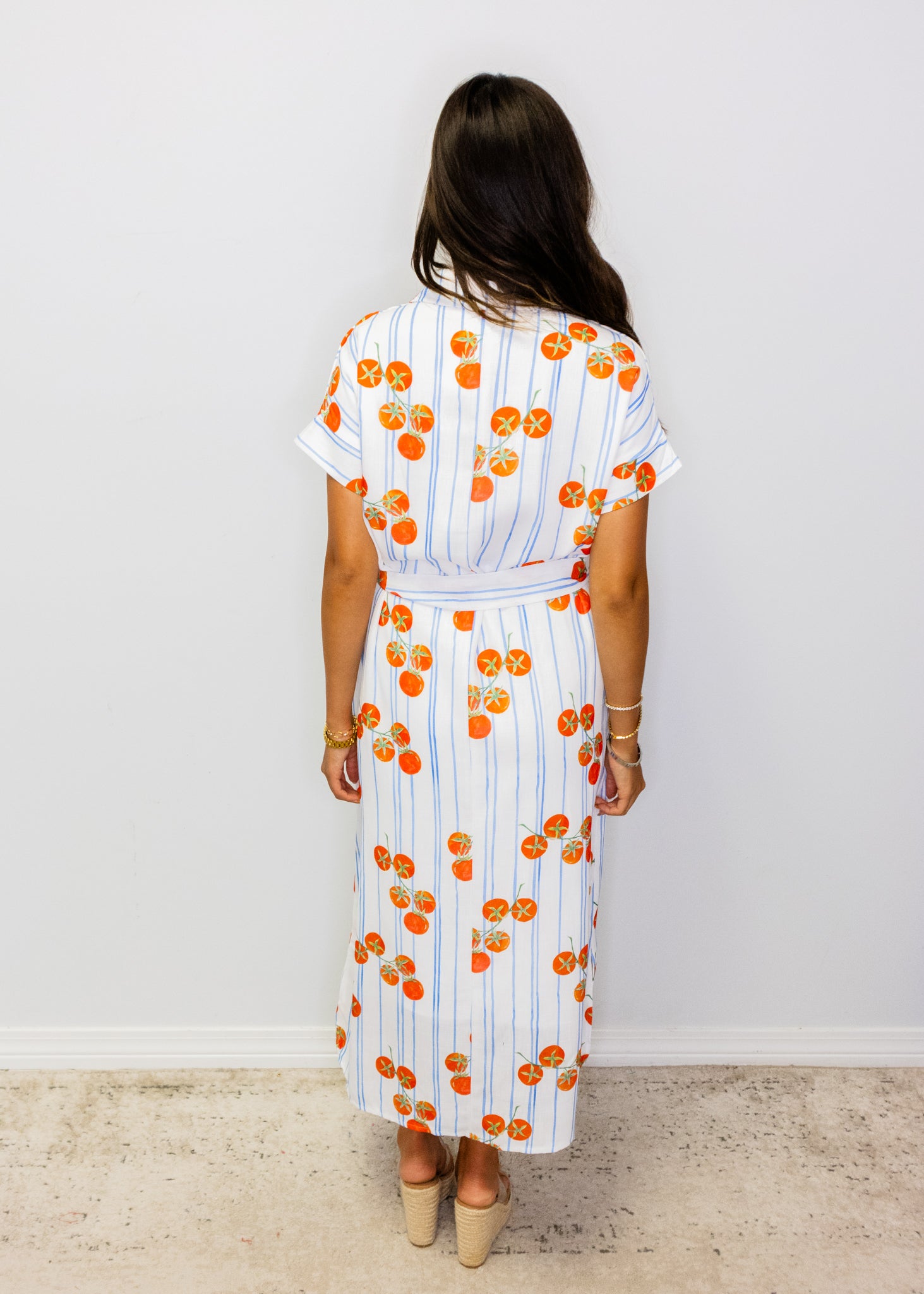 Tomatoes Stripe Button Midi Dress