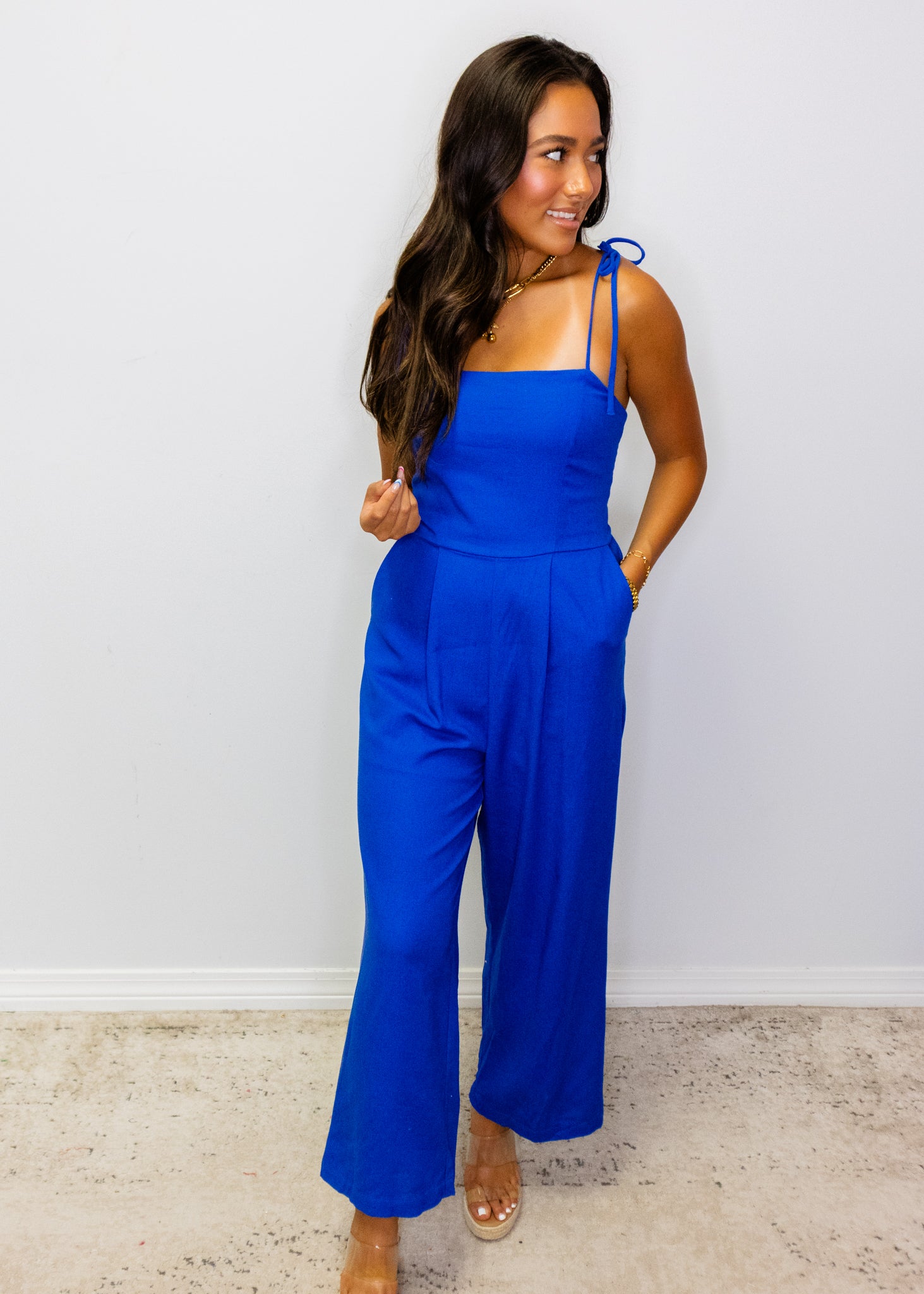 Cobalt Blue Smocked Jumpsuit
