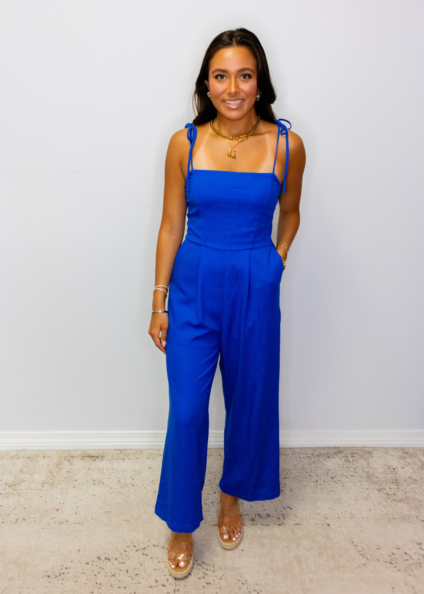 Cobalt Blue Smocked Jumpsuit