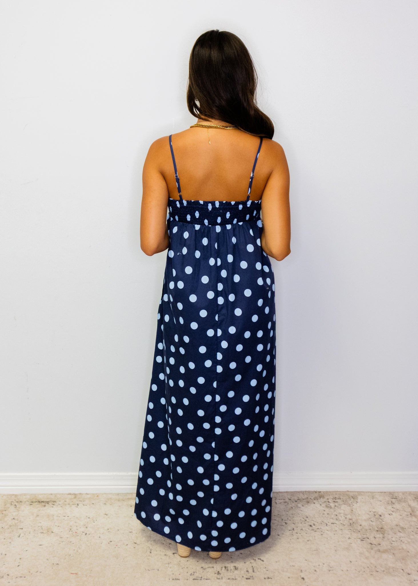 Midnight Polka Dot Maxi Dress