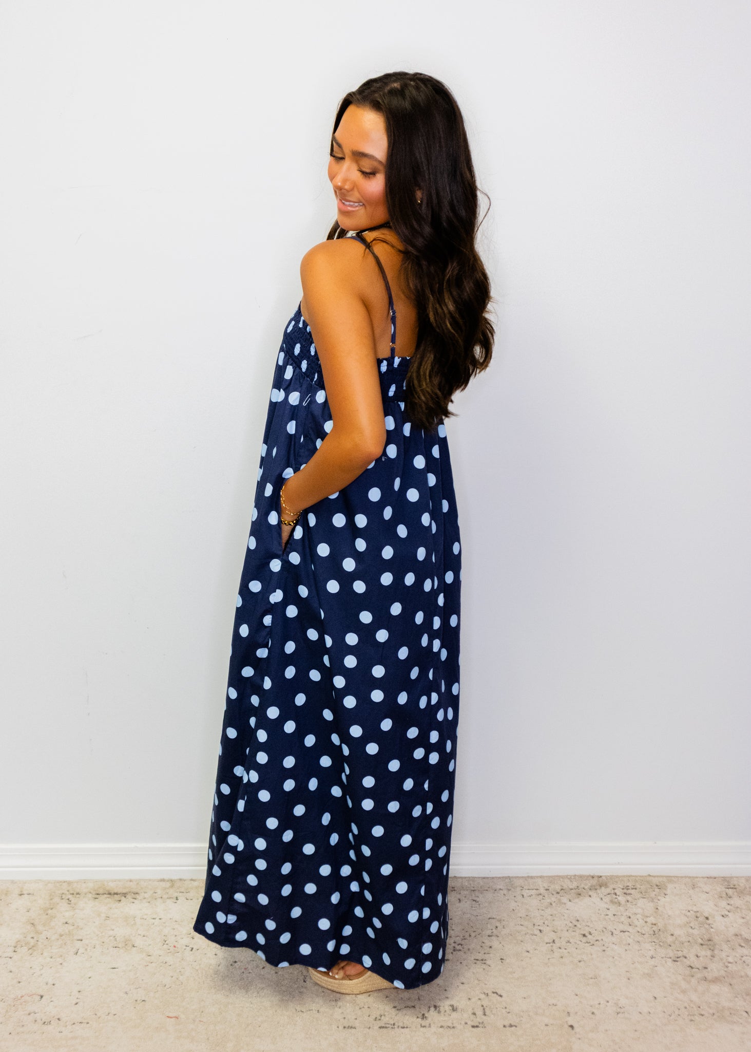 Midnight Polka Dot Maxi Dress
