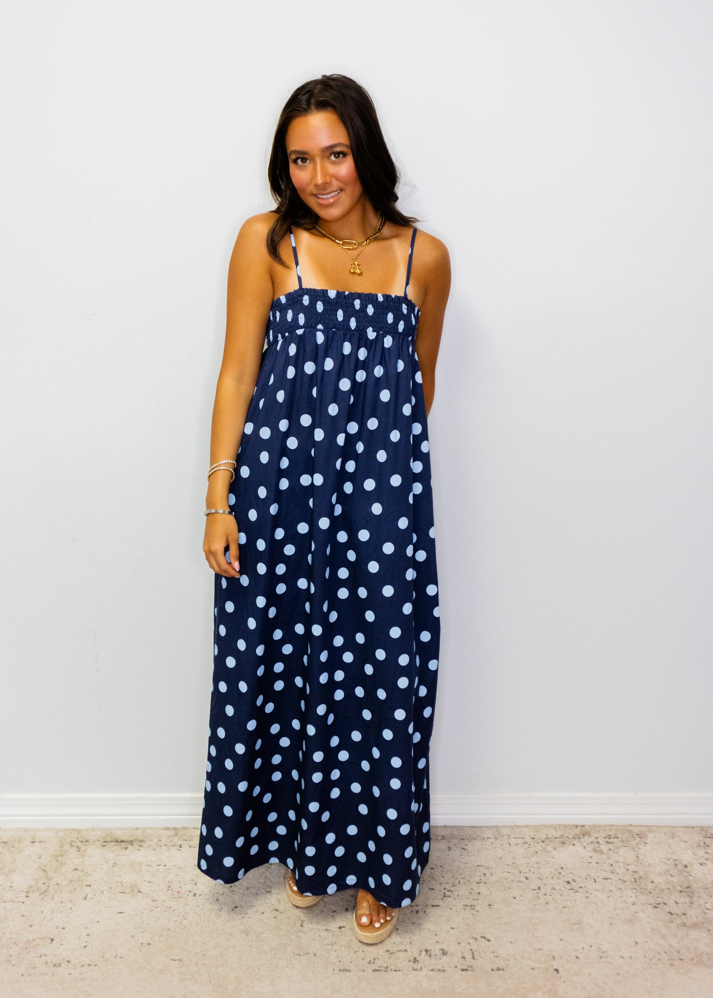 Midnight Polka Dot Maxi Dress