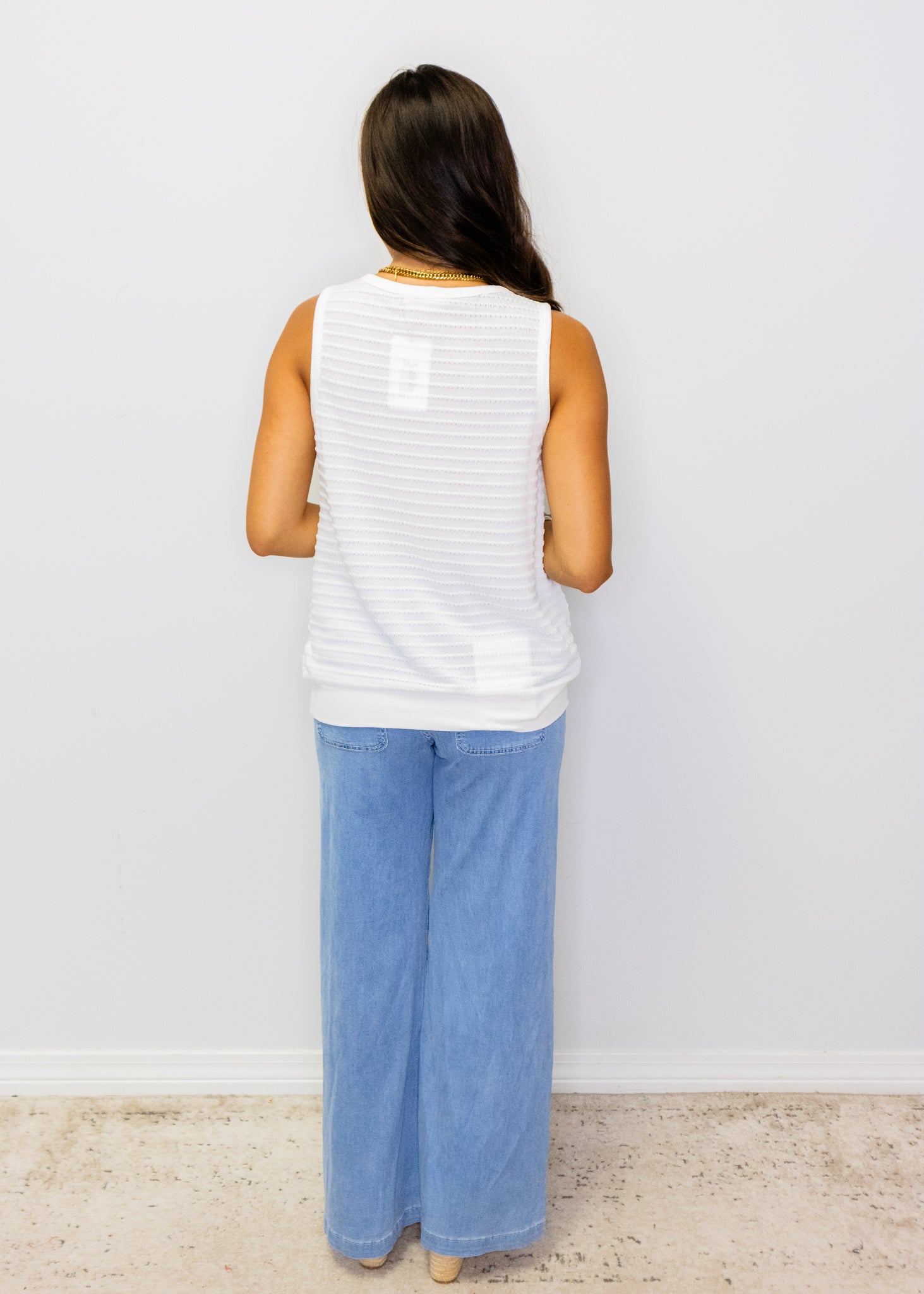 White Knit Sleeveless Tank