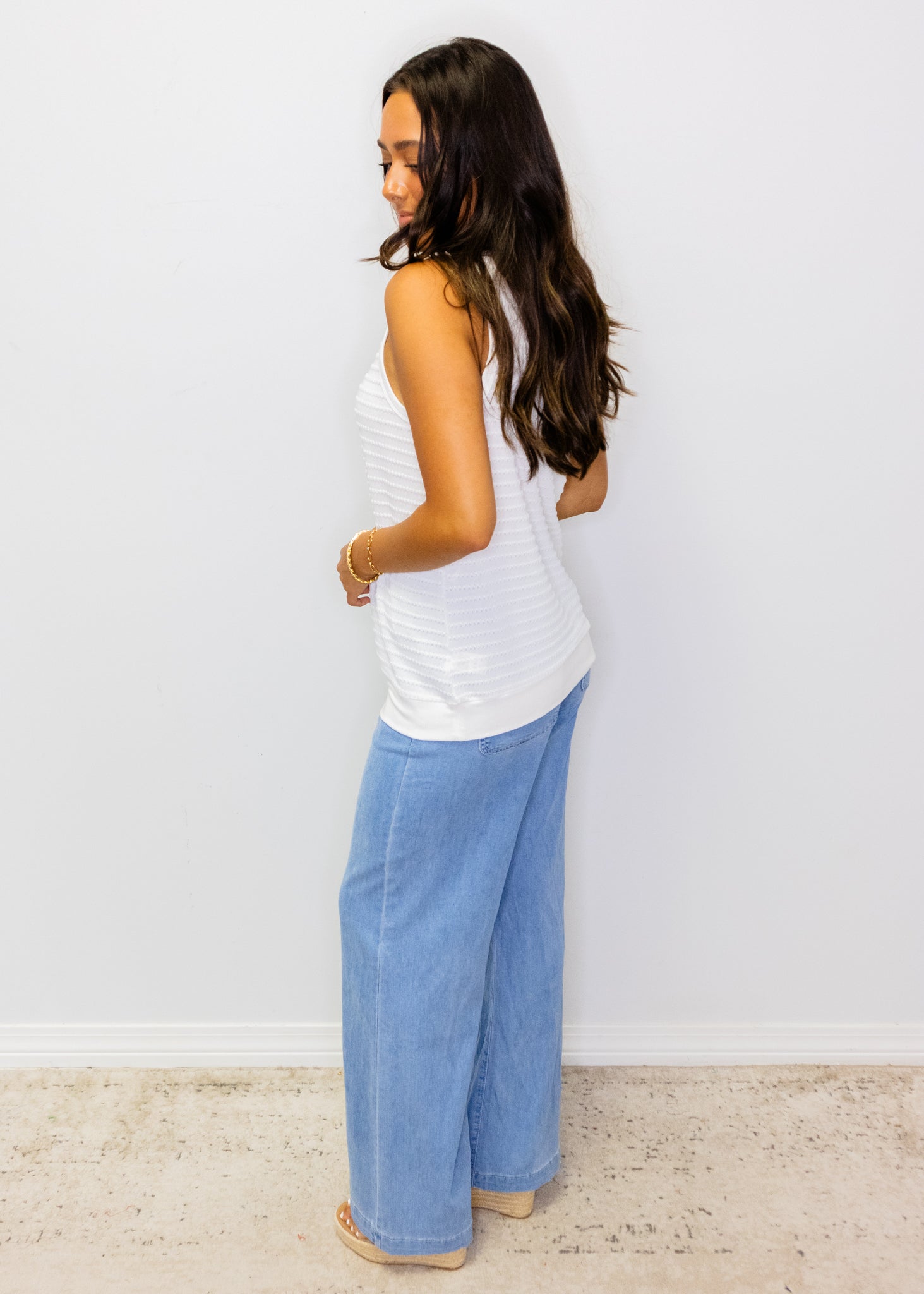 White Knit Sleeveless Tank