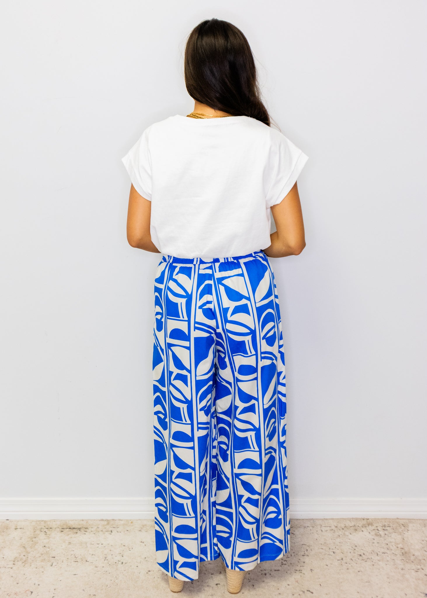 Blue Geometric Print Pants