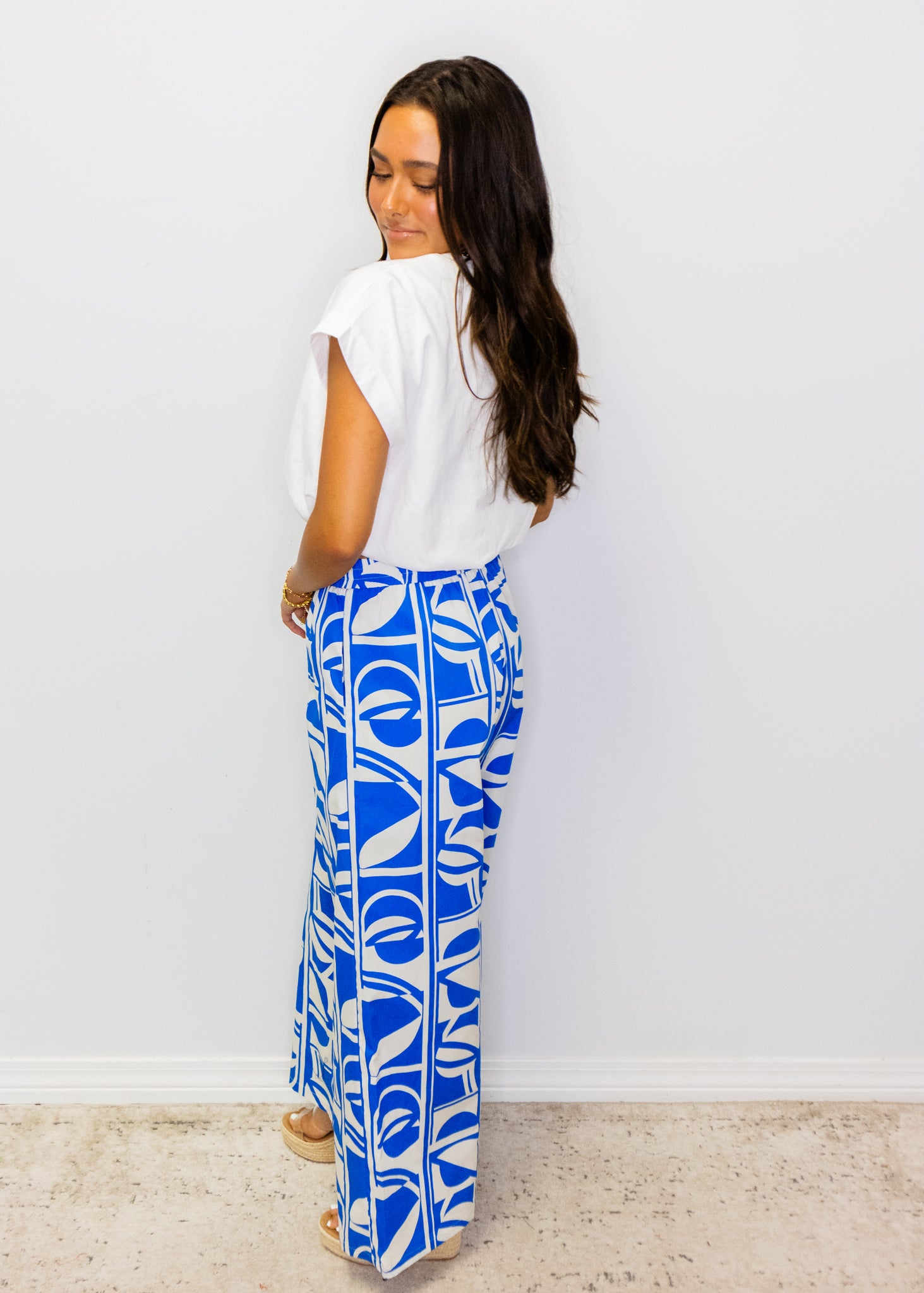 Blue Geometric Print Pants