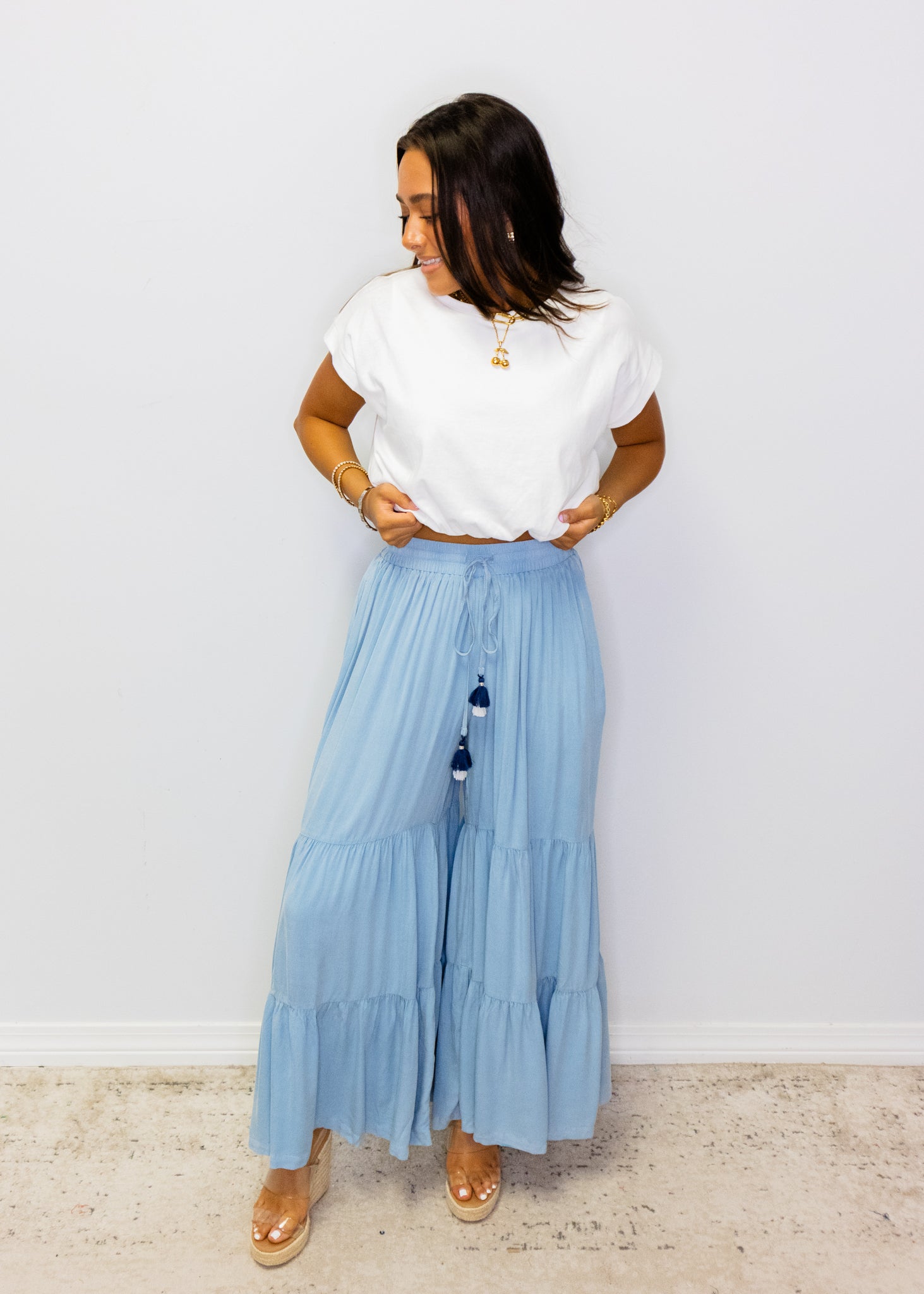 White Loose Bubble Top