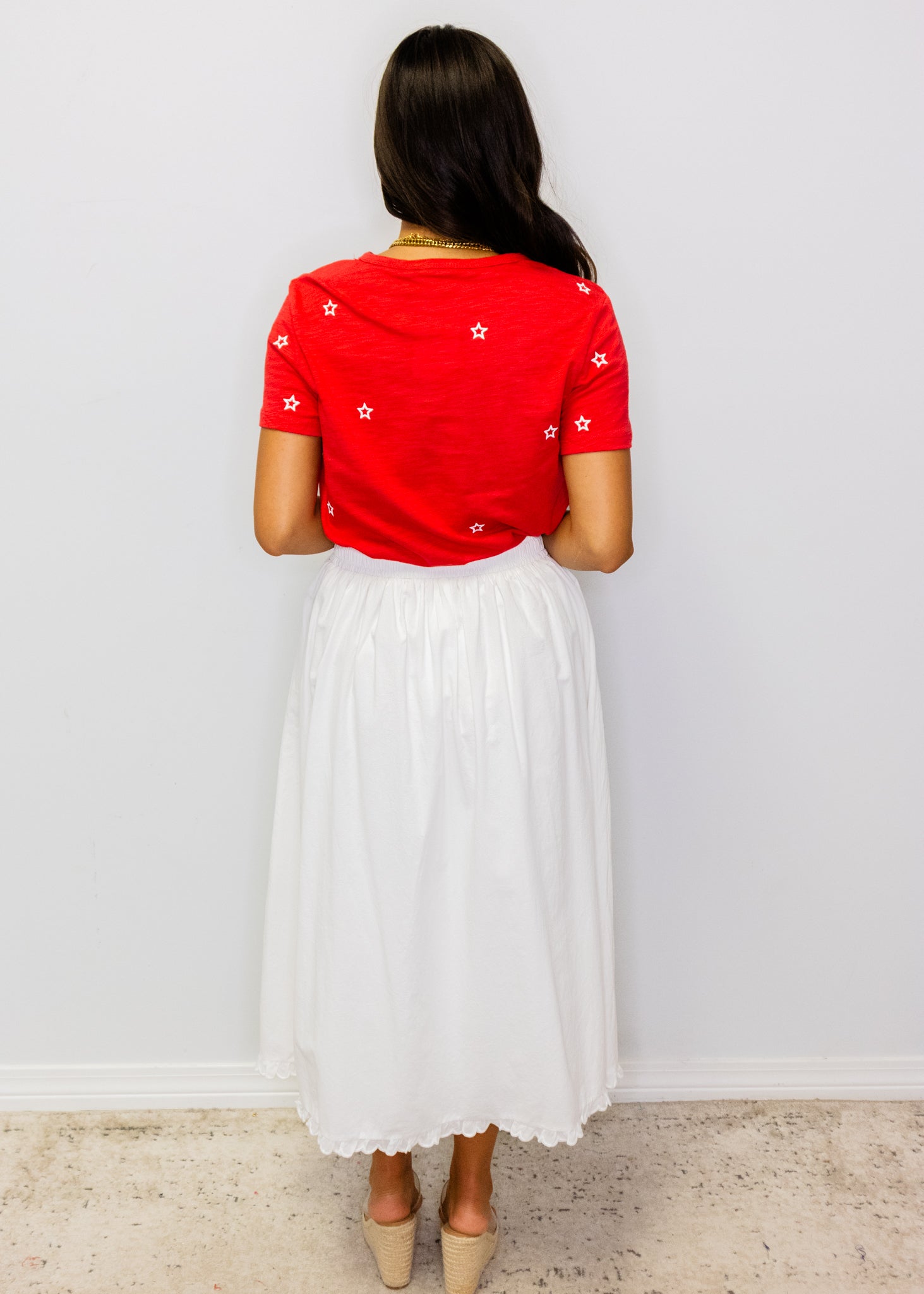 White Cotton Ruffle Skirt