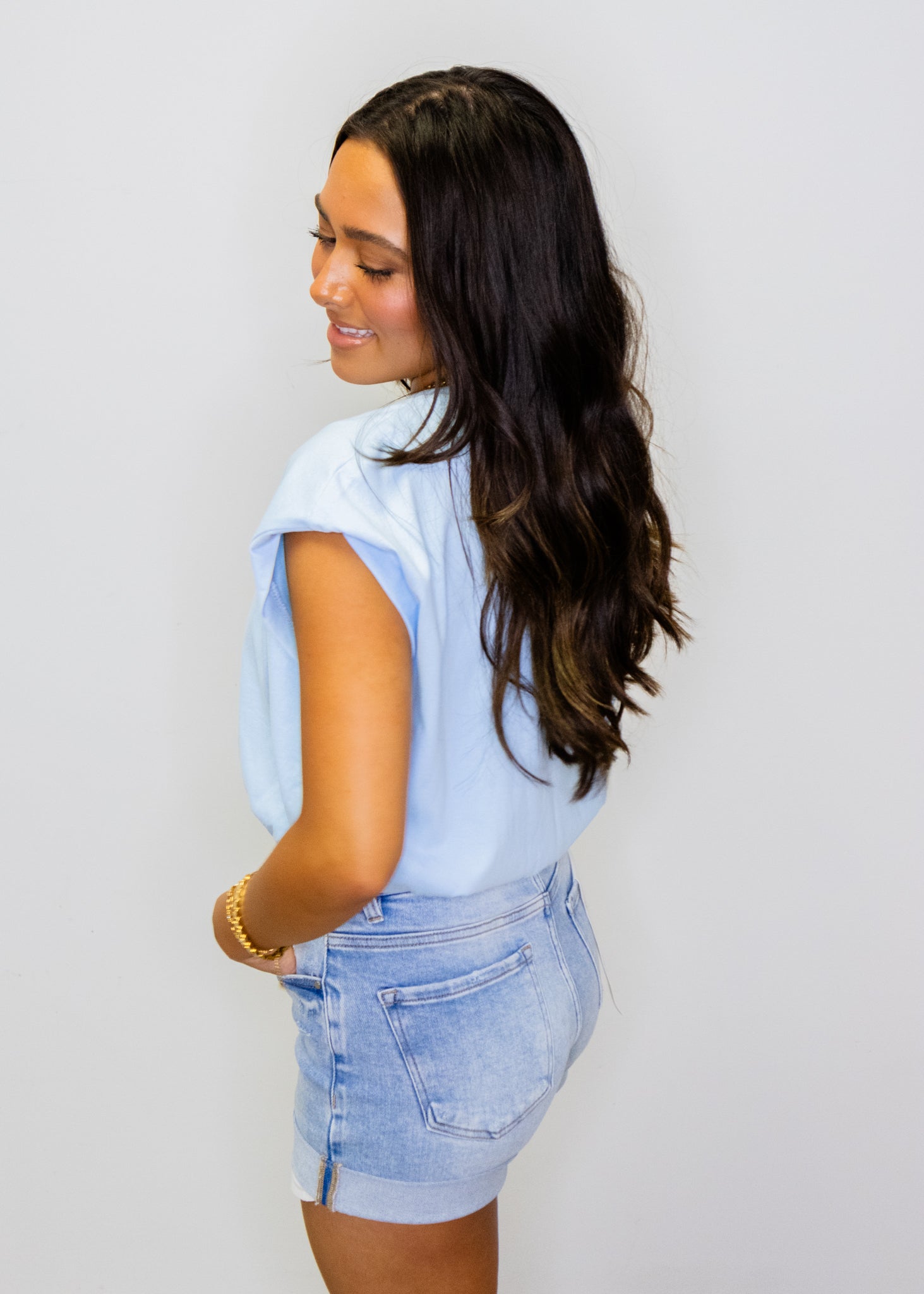 Powder Blue Loose Bubble Top