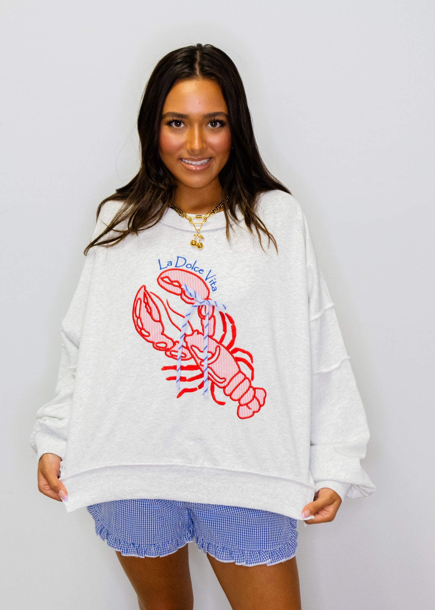 La Dolce Vita Lobster Embroidery Sweatshirt
