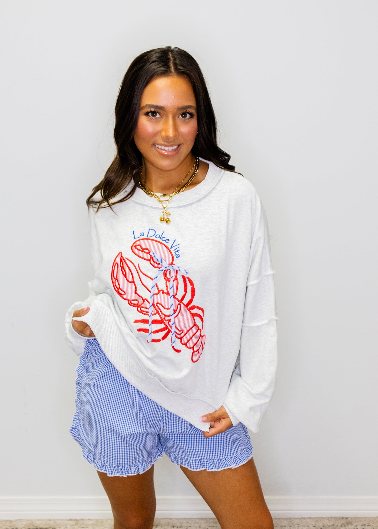 La Dolce Vita Lobster Embroidery Sweatshirt