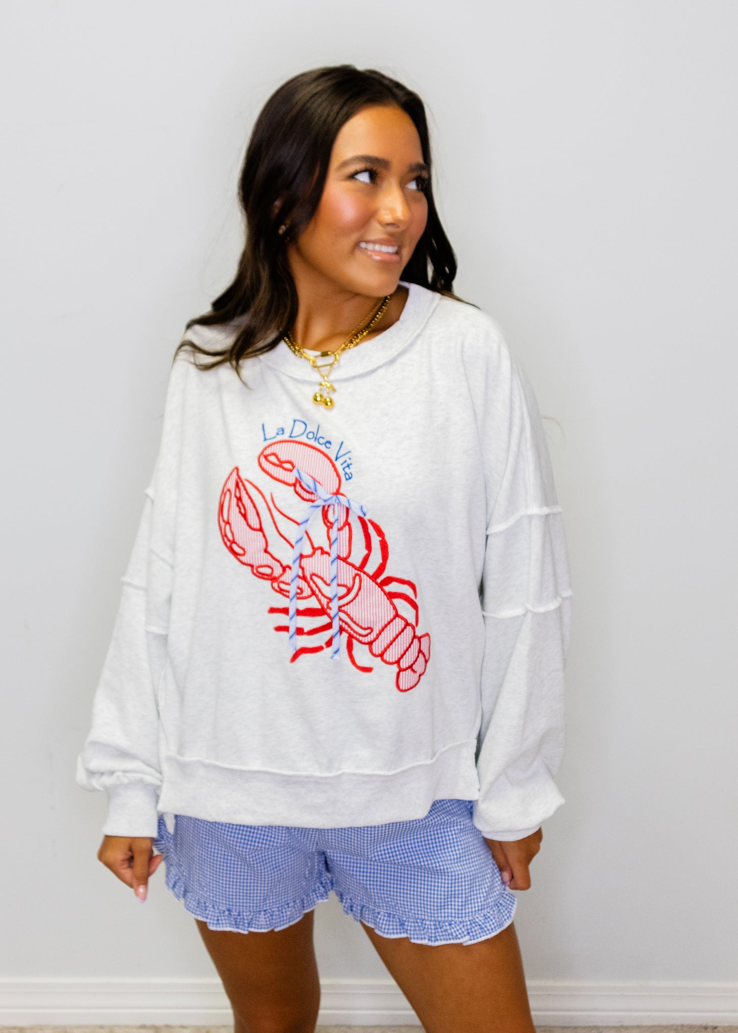 La Dolce Vita Lobster Embroidery Sweatshirt