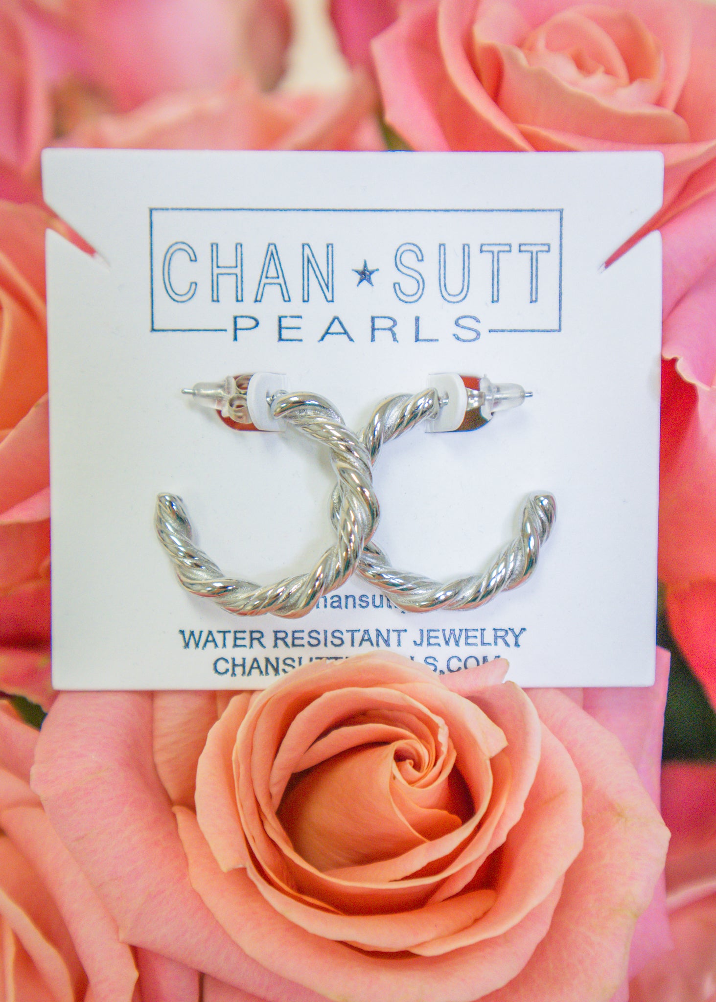 The Silver Medium Twist Hoops