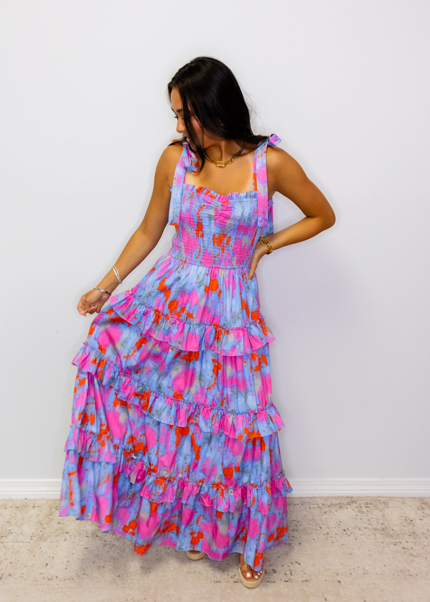 Blue Multi Floral Maxi Dress