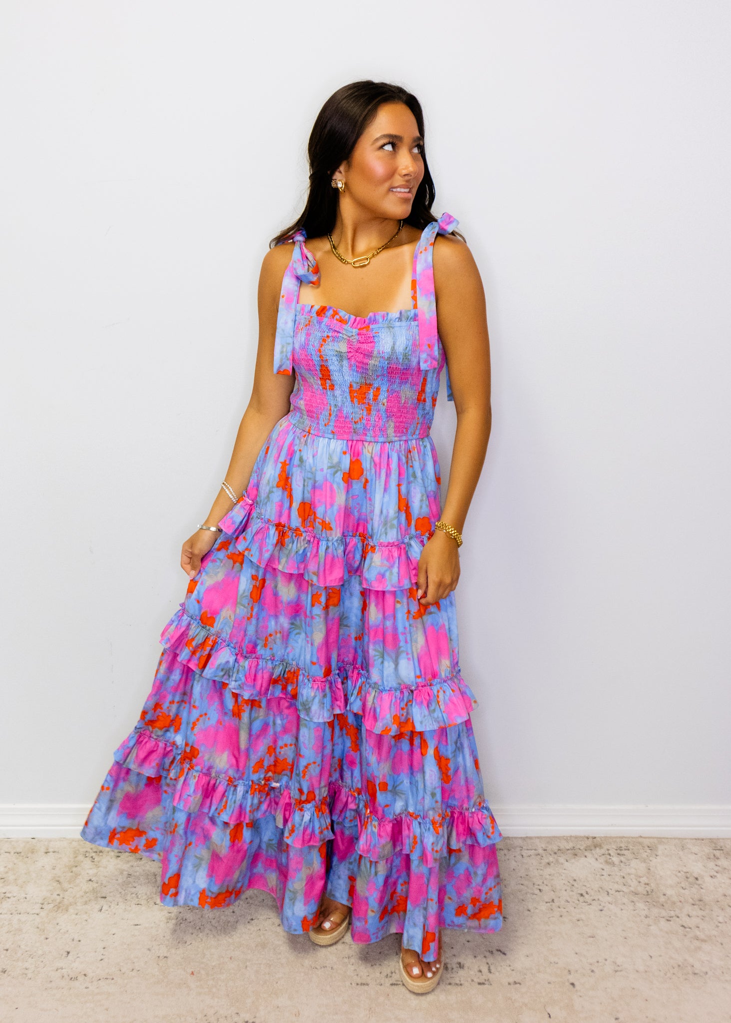Blue Multi Floral Maxi Dress