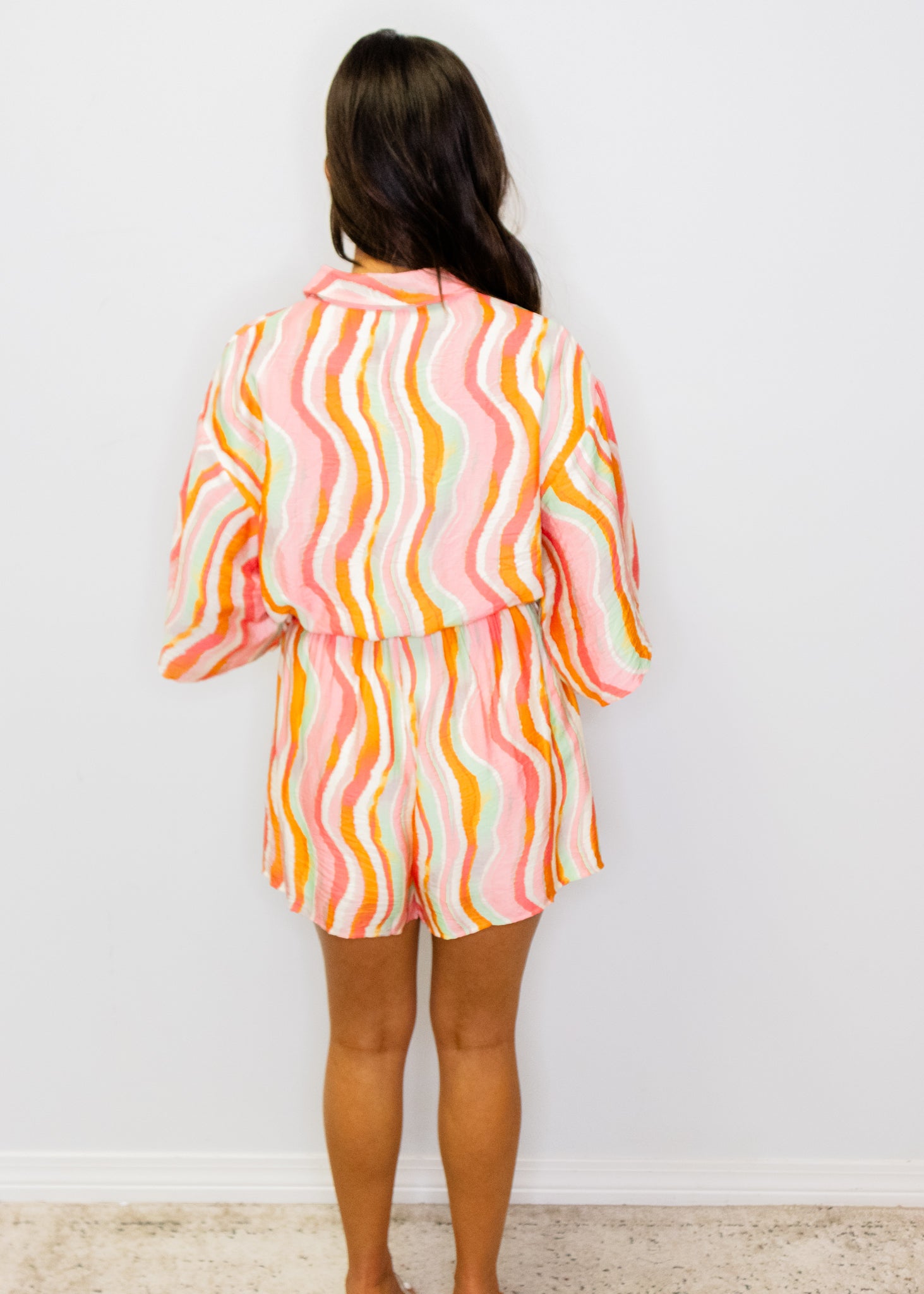 Pink Multi Waves Print Romper