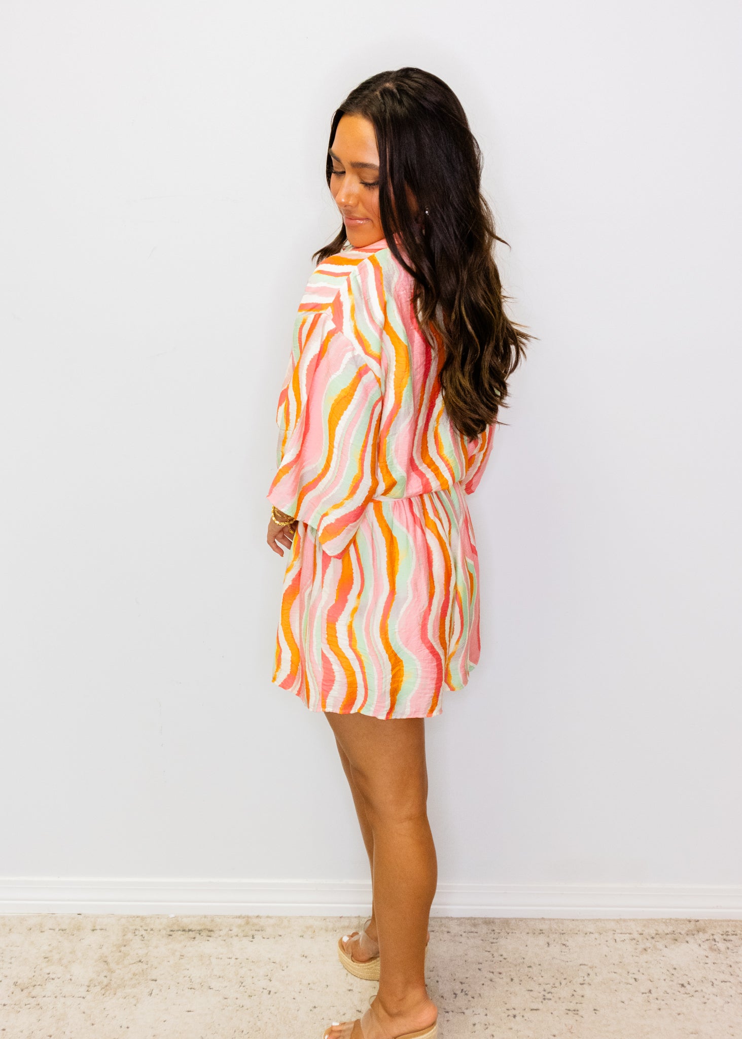 Pink Multi Waves Print Romper