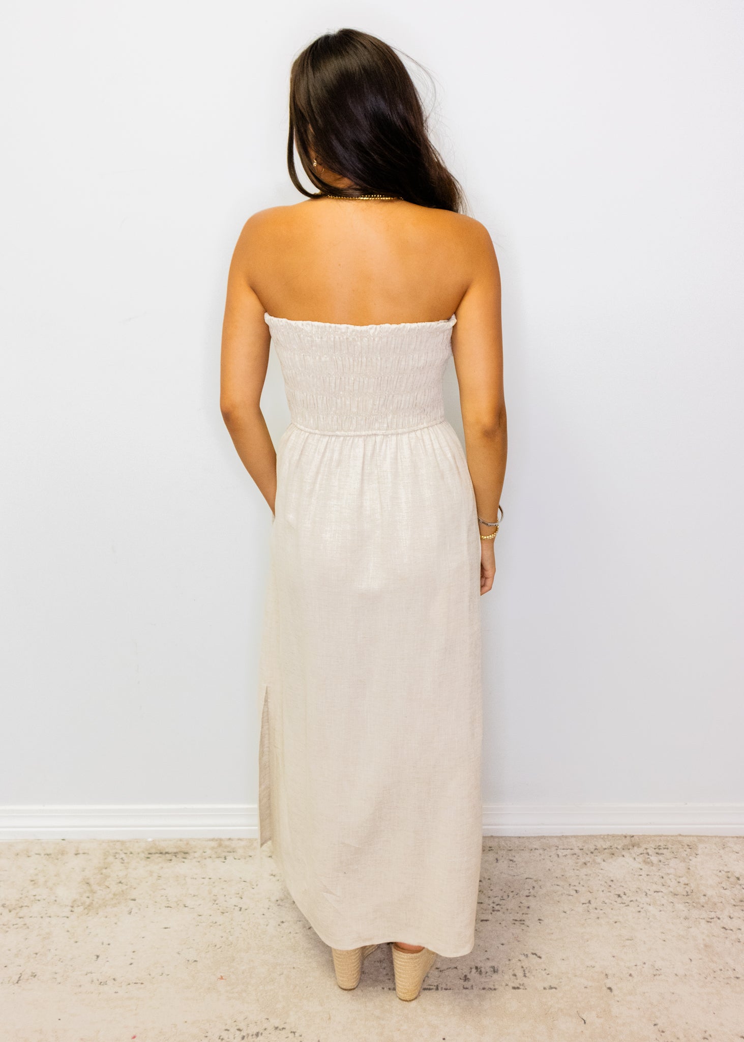 Natural Linen Blend Maxi Dress