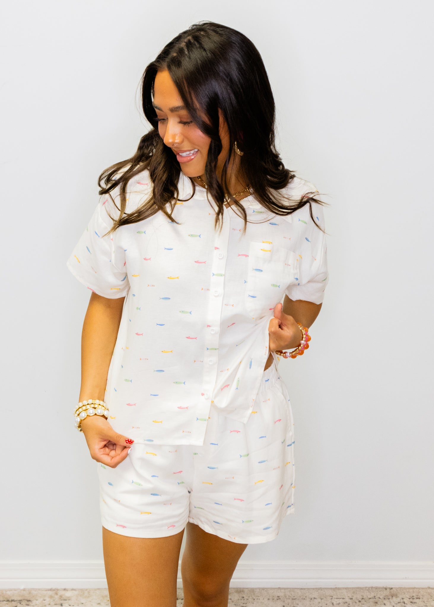 White Fish Linen Shorts