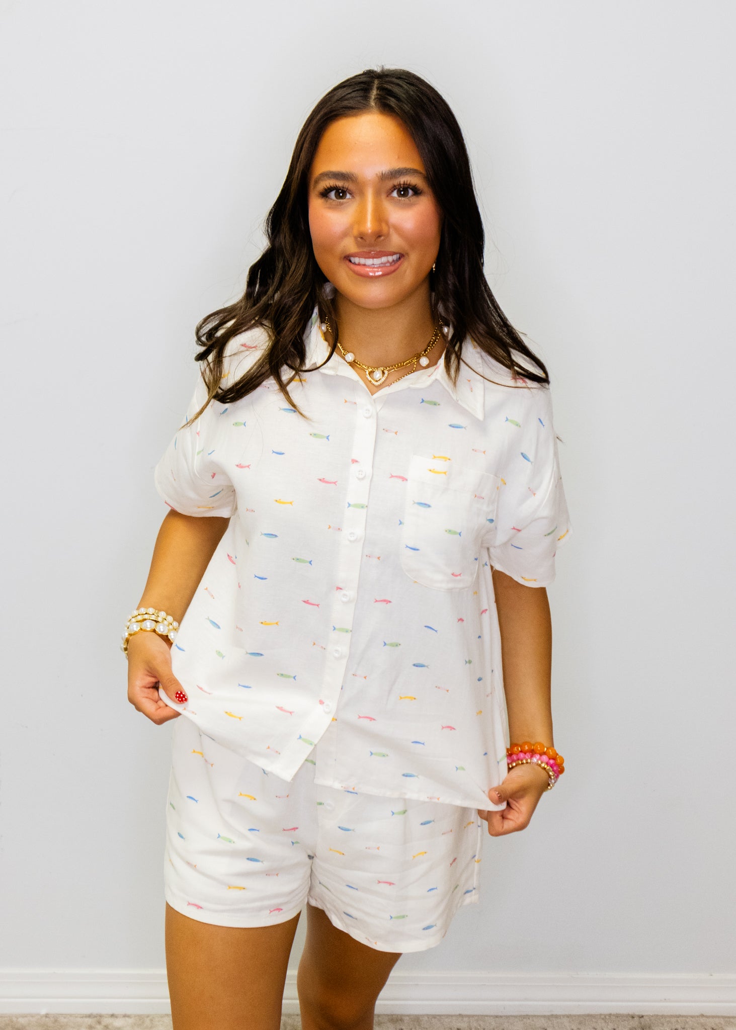 White Fish Linen Shorts