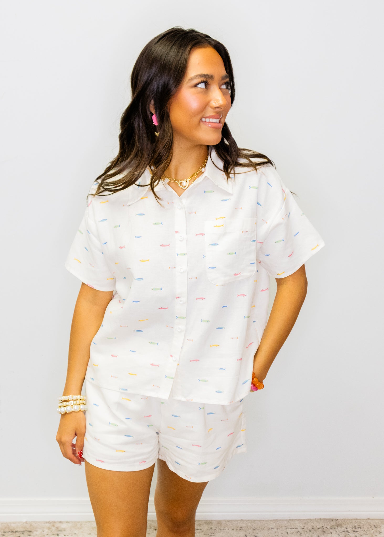 White Fish Linen Shorts