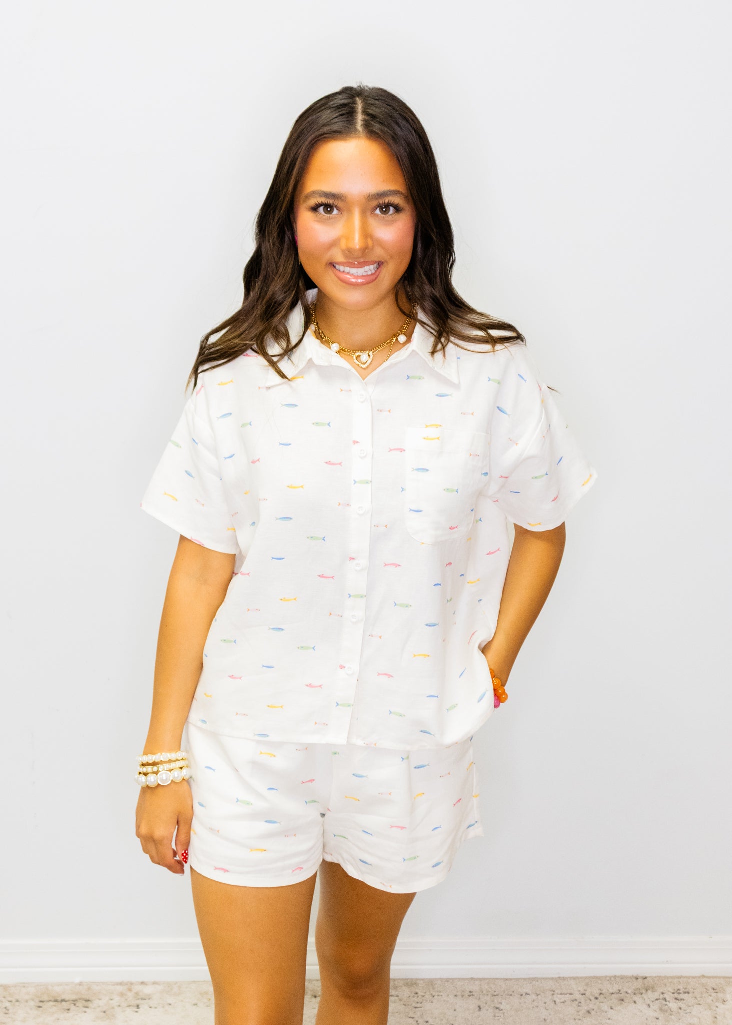 White Fish Linen Shorts