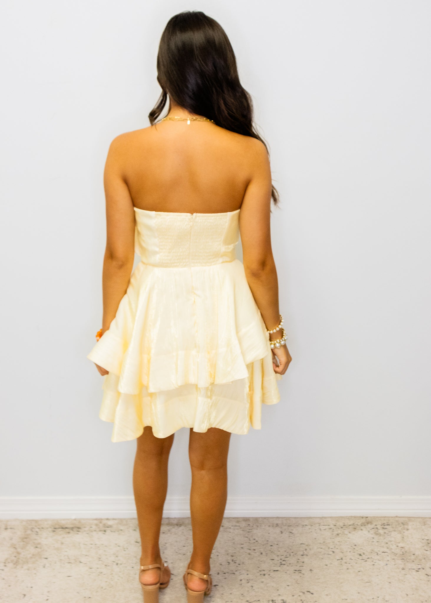 Butter Yellow Pleated Sleeveless Dress