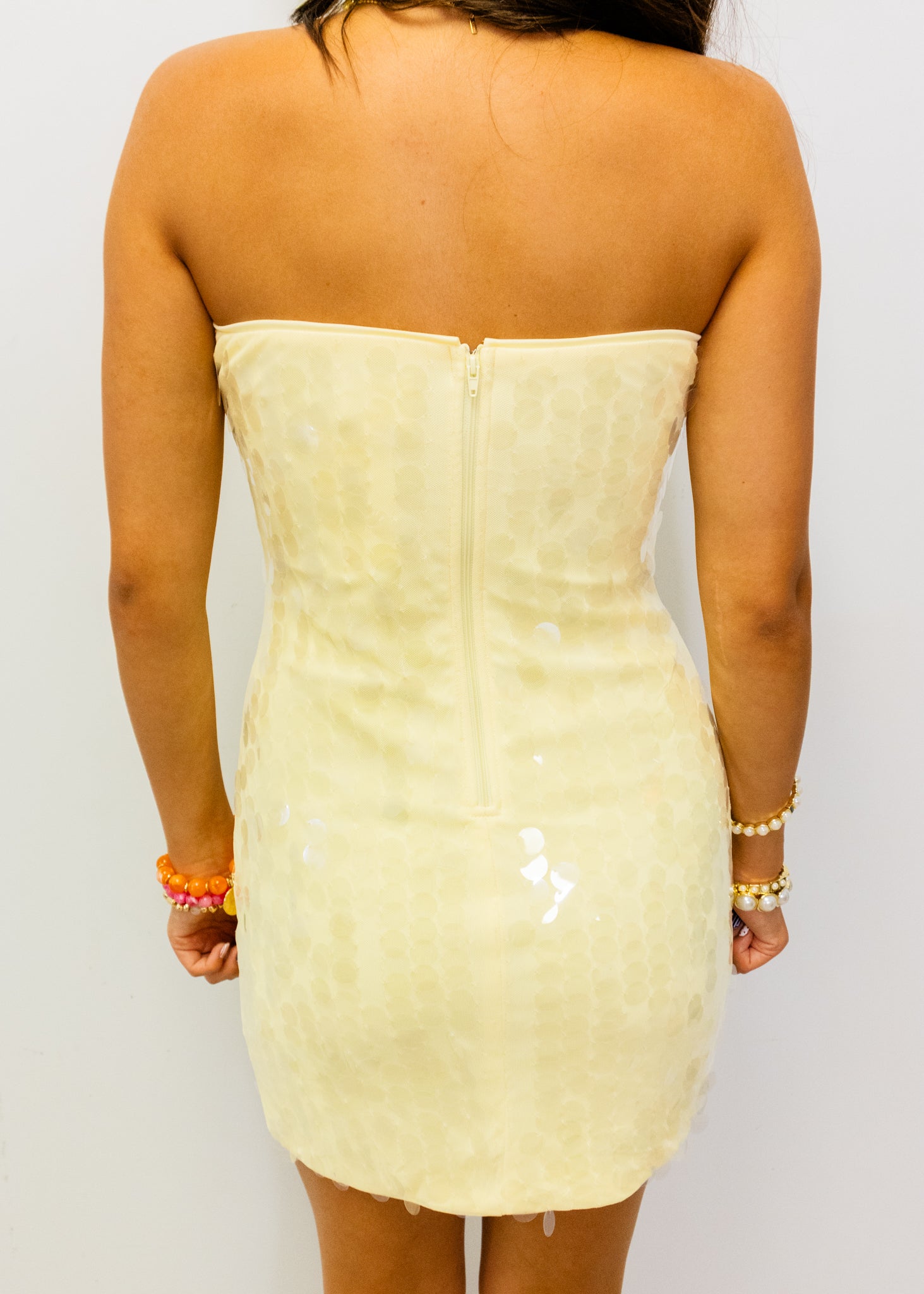 Butter Yellow Sequin Mini Dress