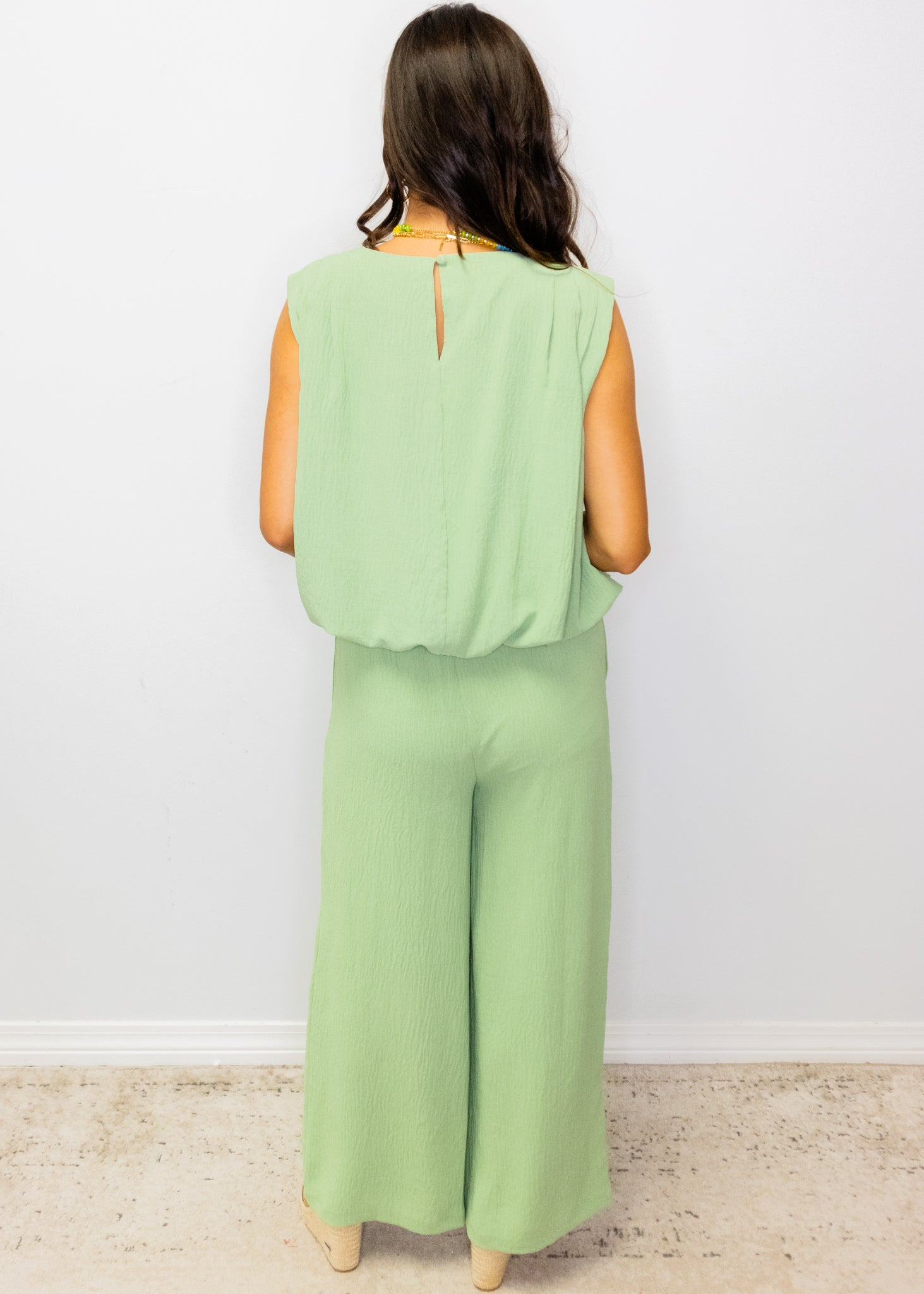 Mint Flowy Pants Set