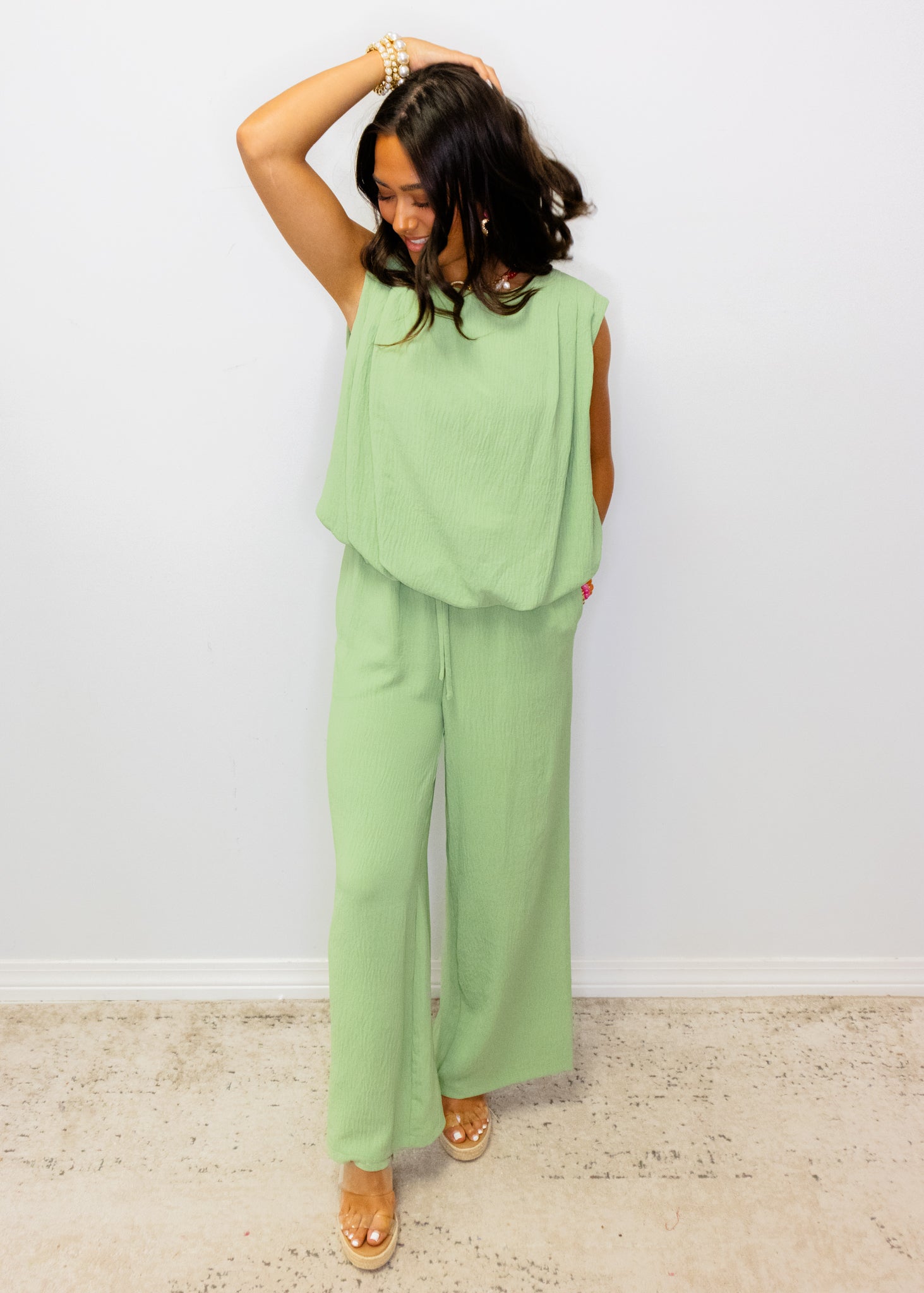 Mint Flowy Pants Set