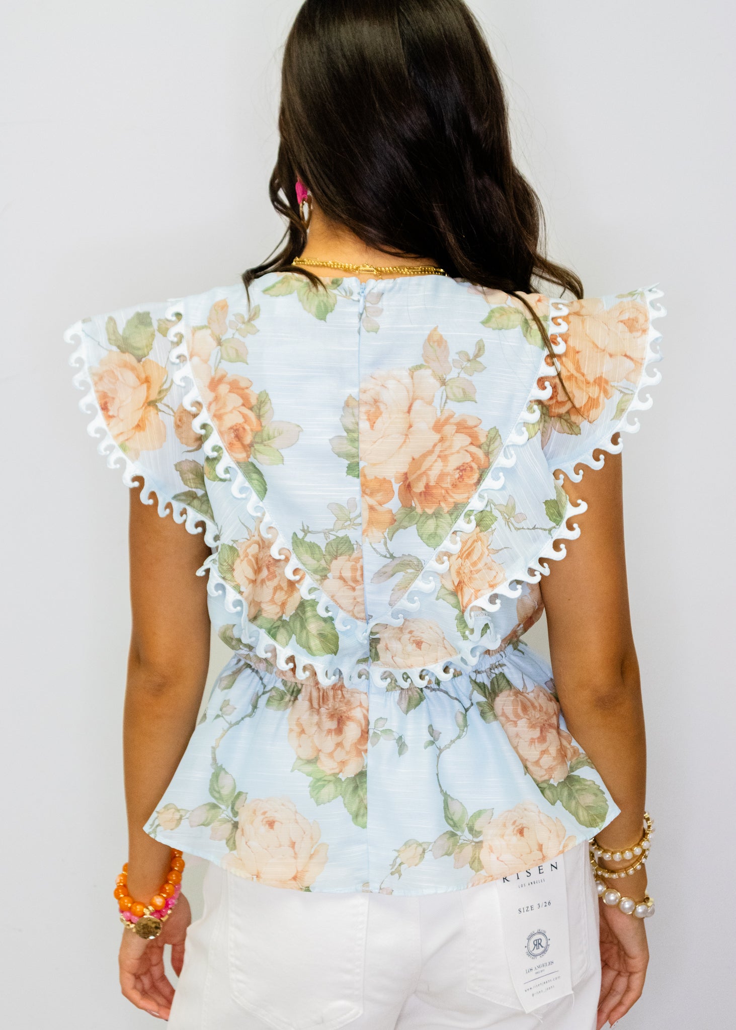 Powder Blue Floral Peplum Top