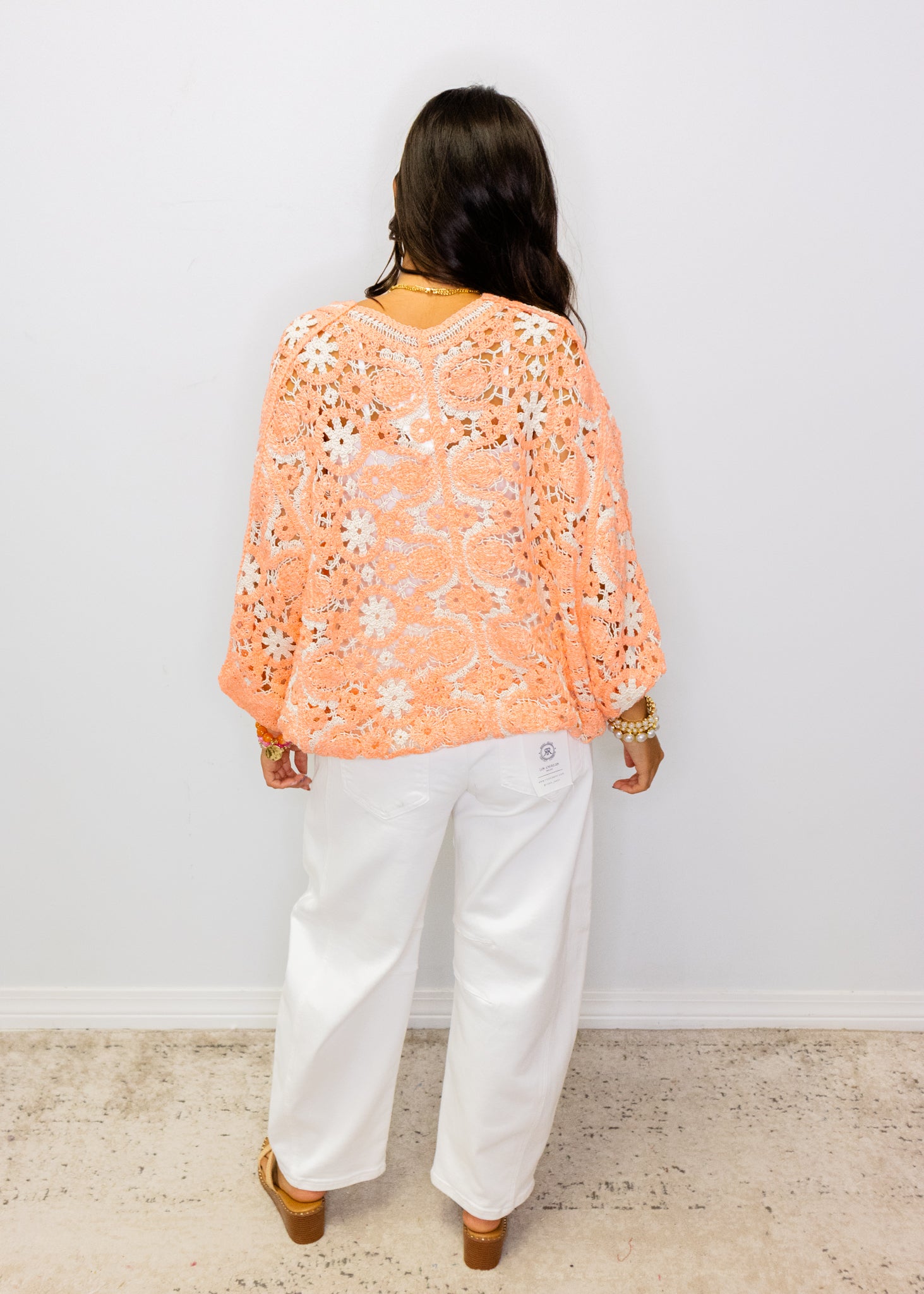 Neon Orange Crochet Cardigan
