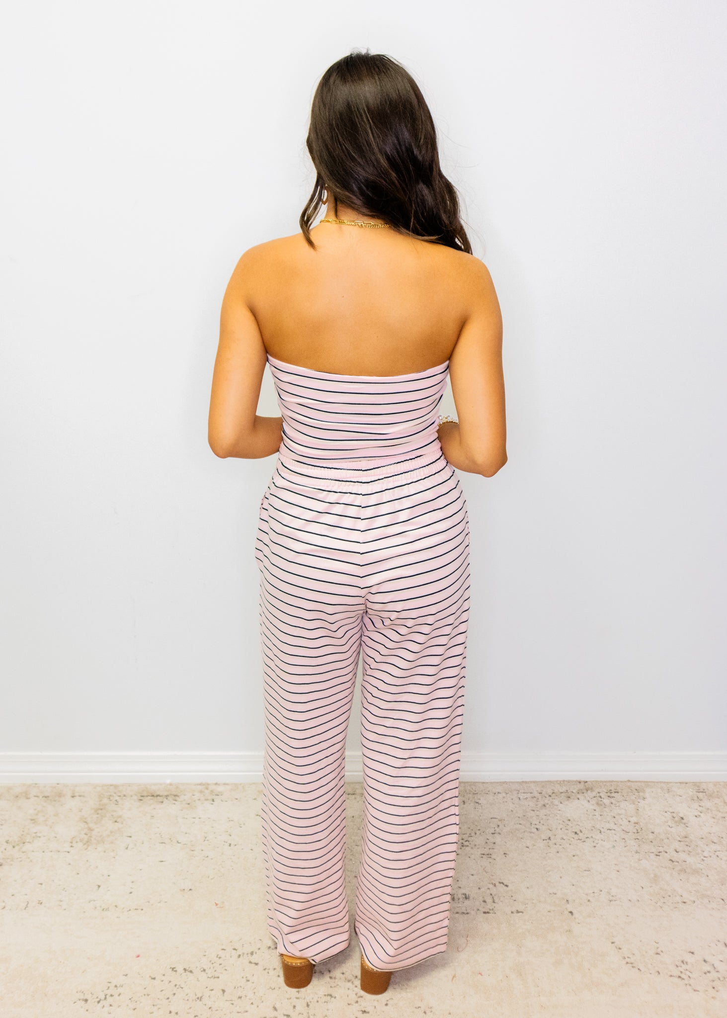 Light Pink Stripe Tube Top Set