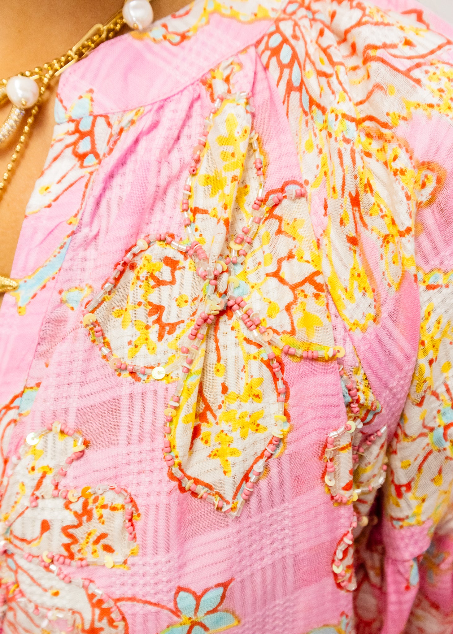 Pink Multi Beaded Midi Dress