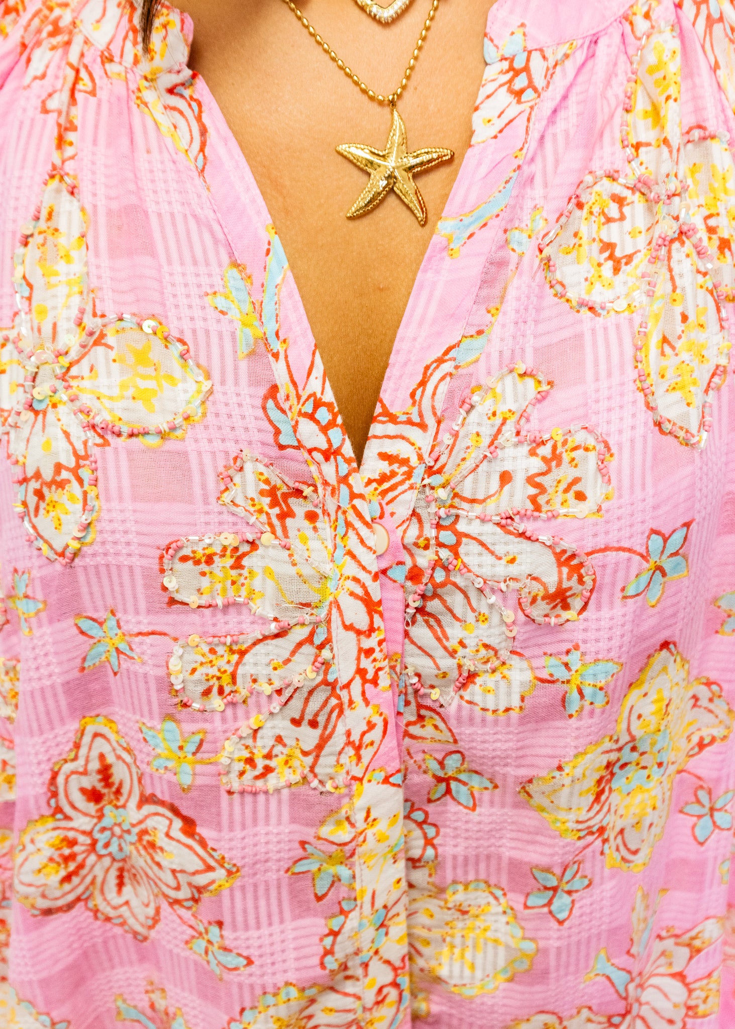 Pink Multi Beaded Midi Dress