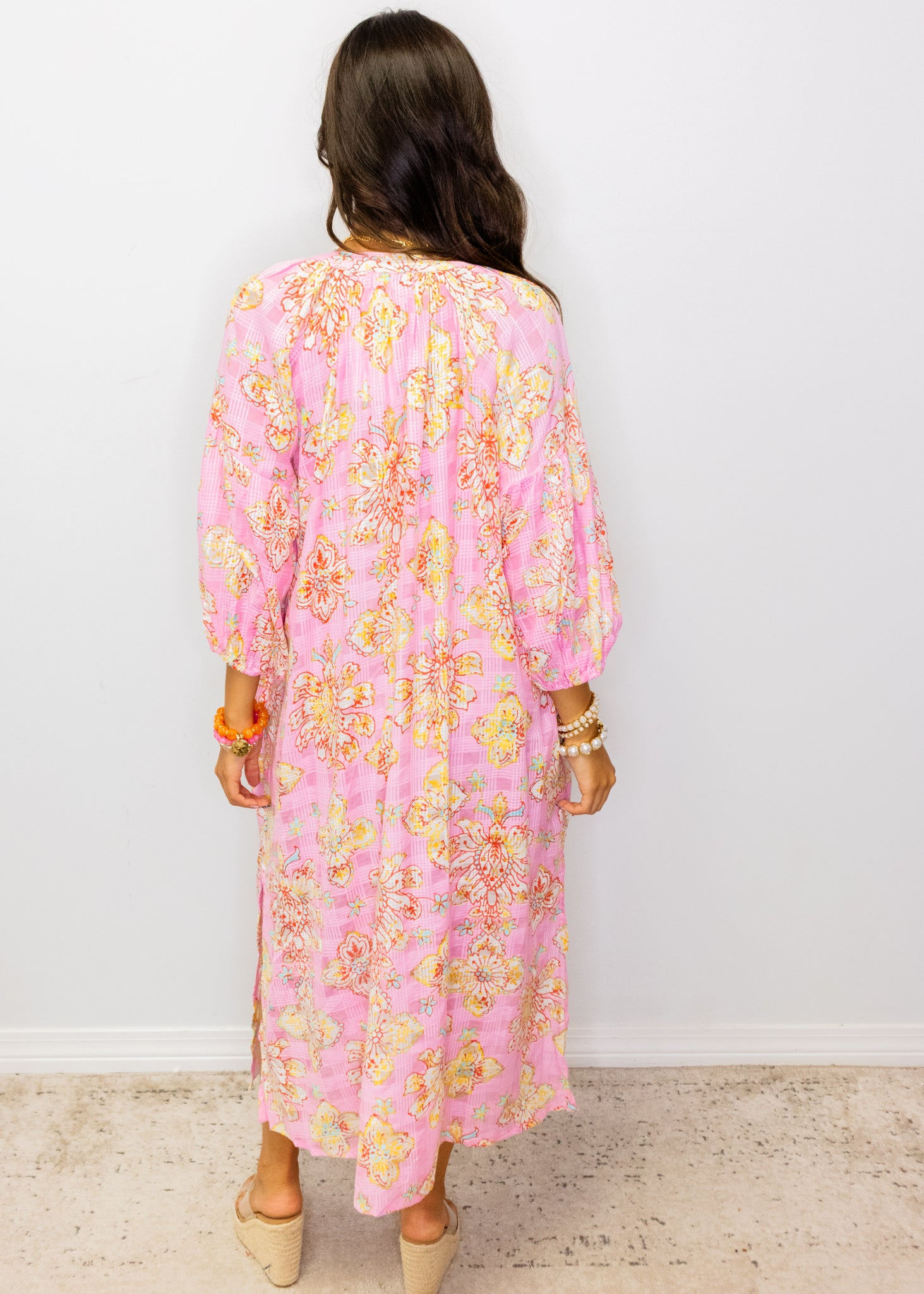 Pink Multi Beaded Midi Dress