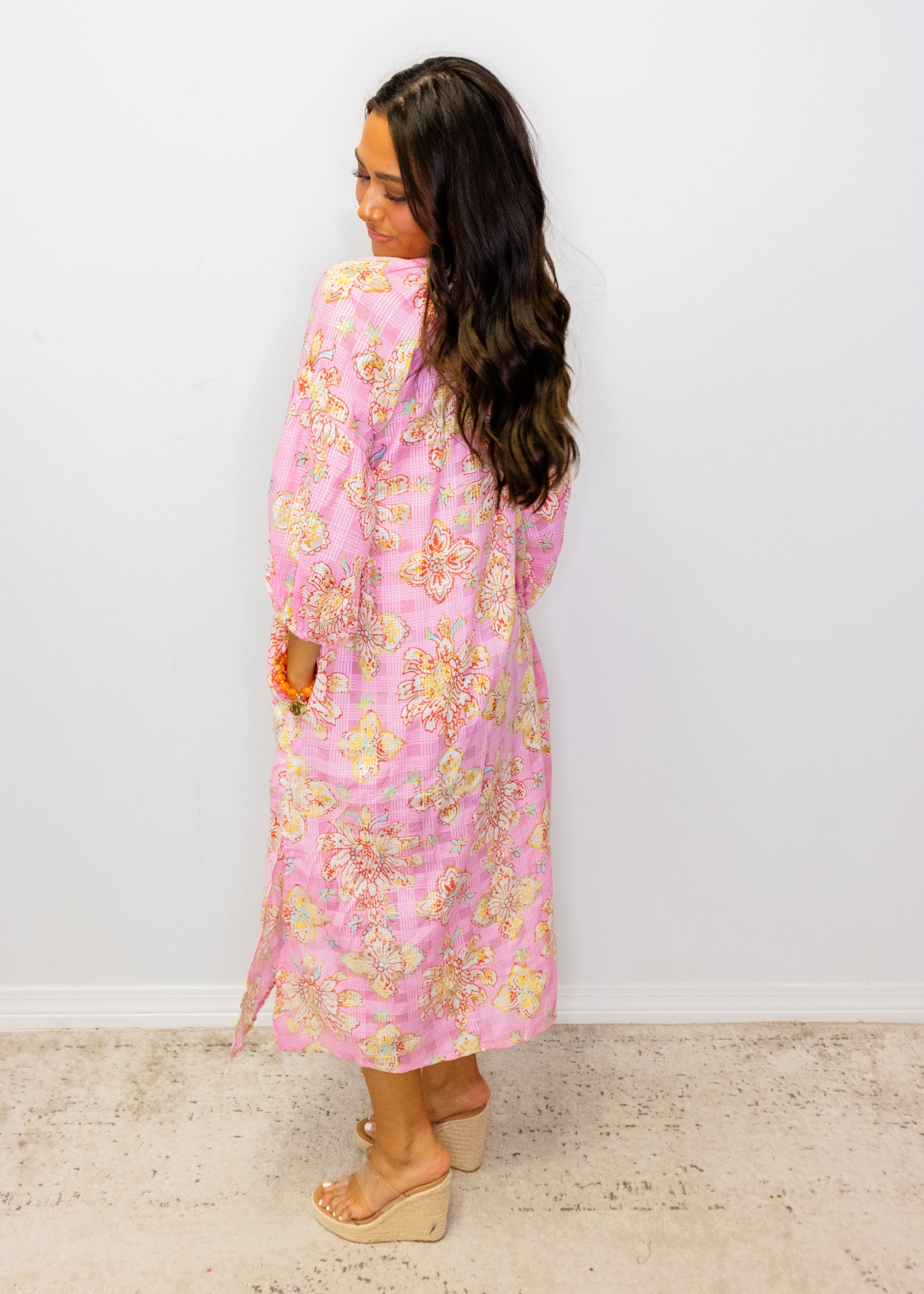 Pink Multi Beaded Midi Dress