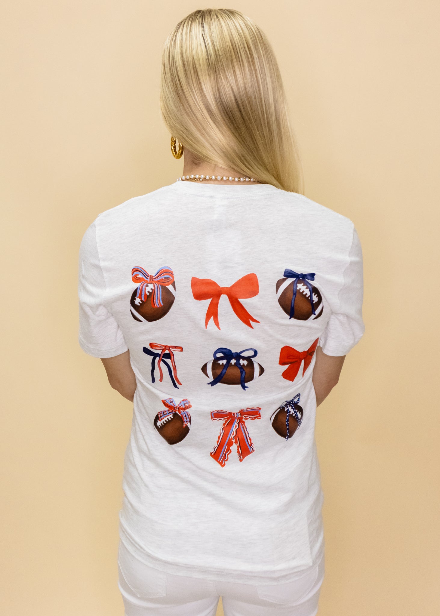 Red & Blue Ribbon Football Tee