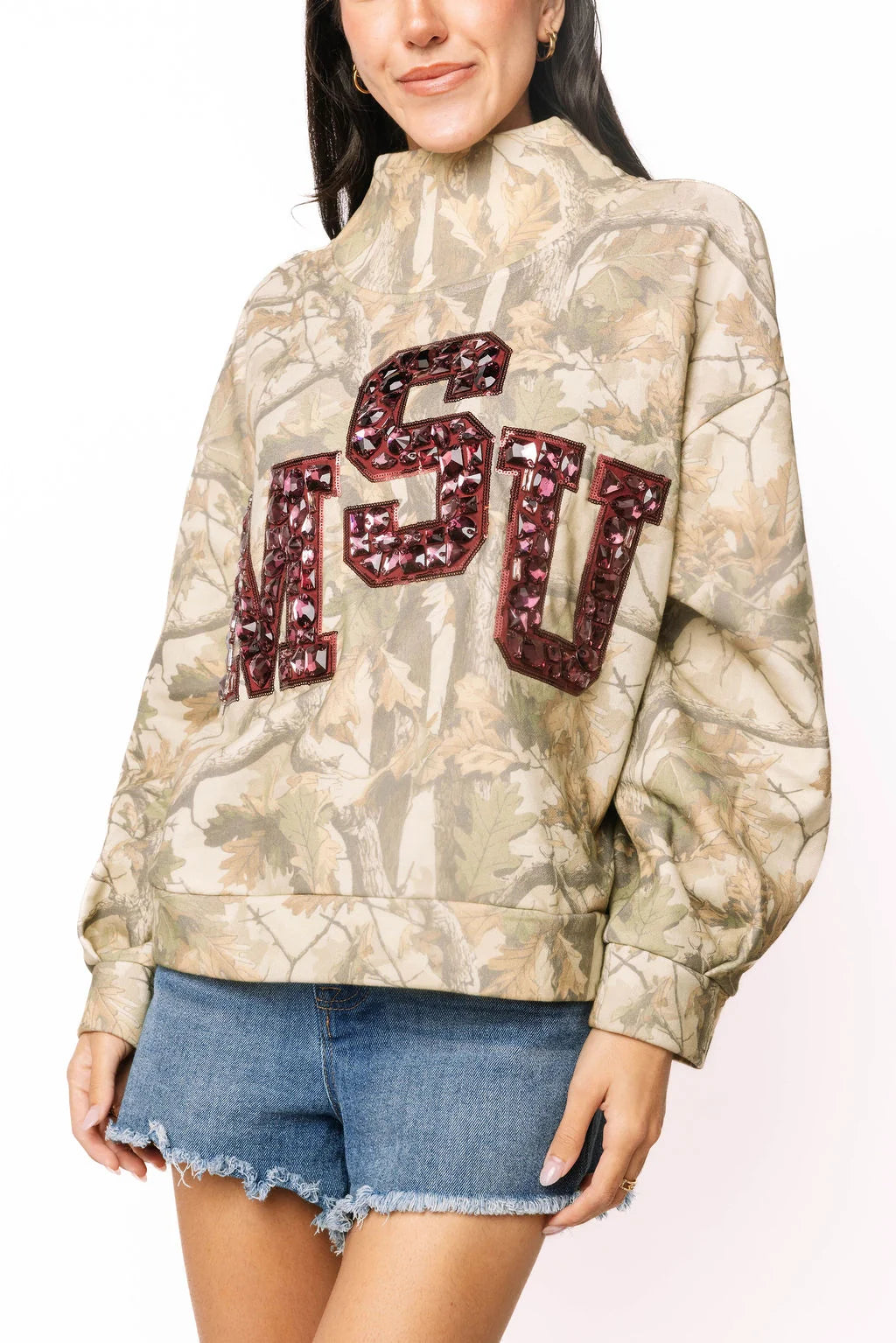 Licensed Miss State Mockneck Camo Sweatshirt