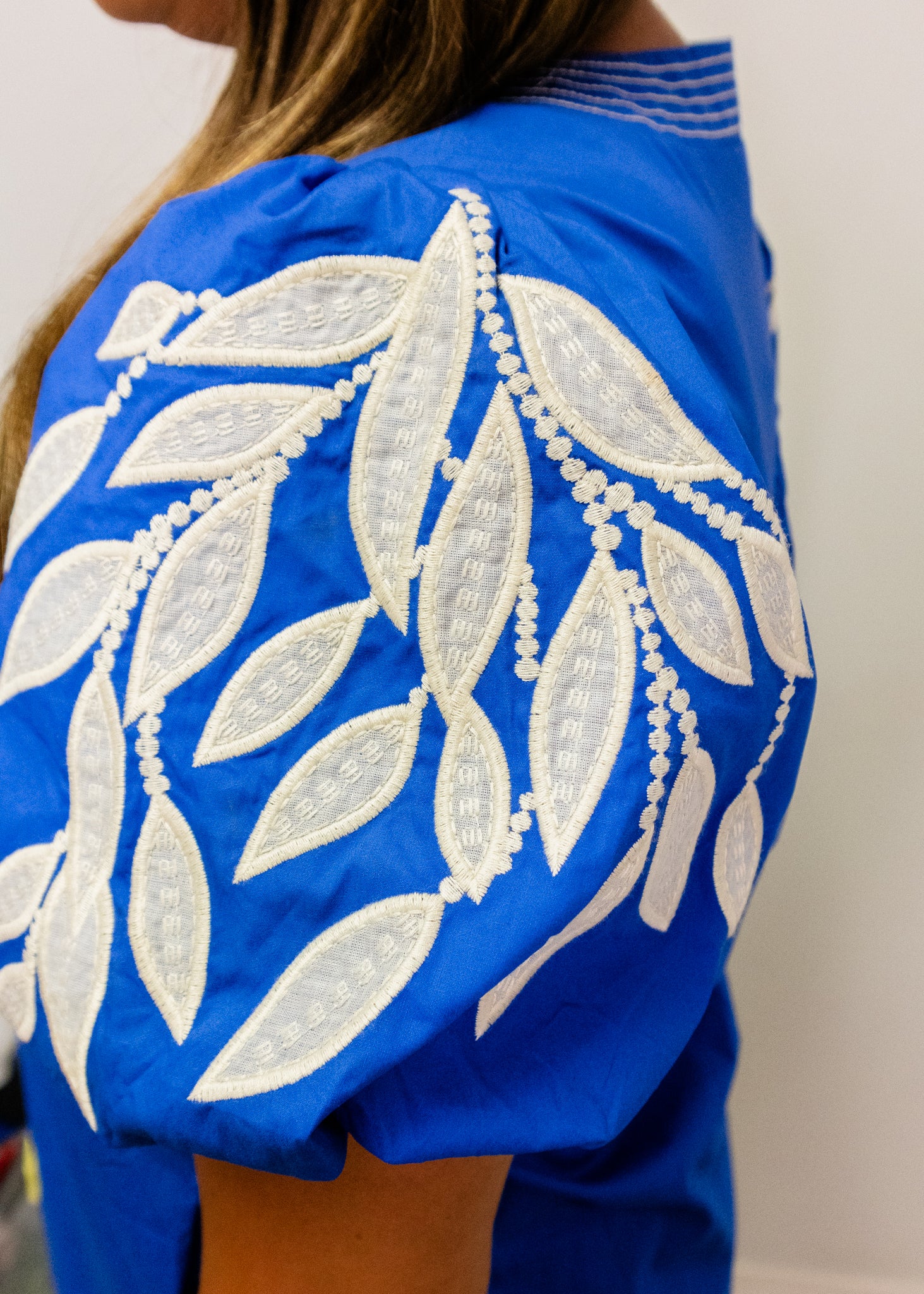 Cobalt Blue Embroidered Leaf Dress